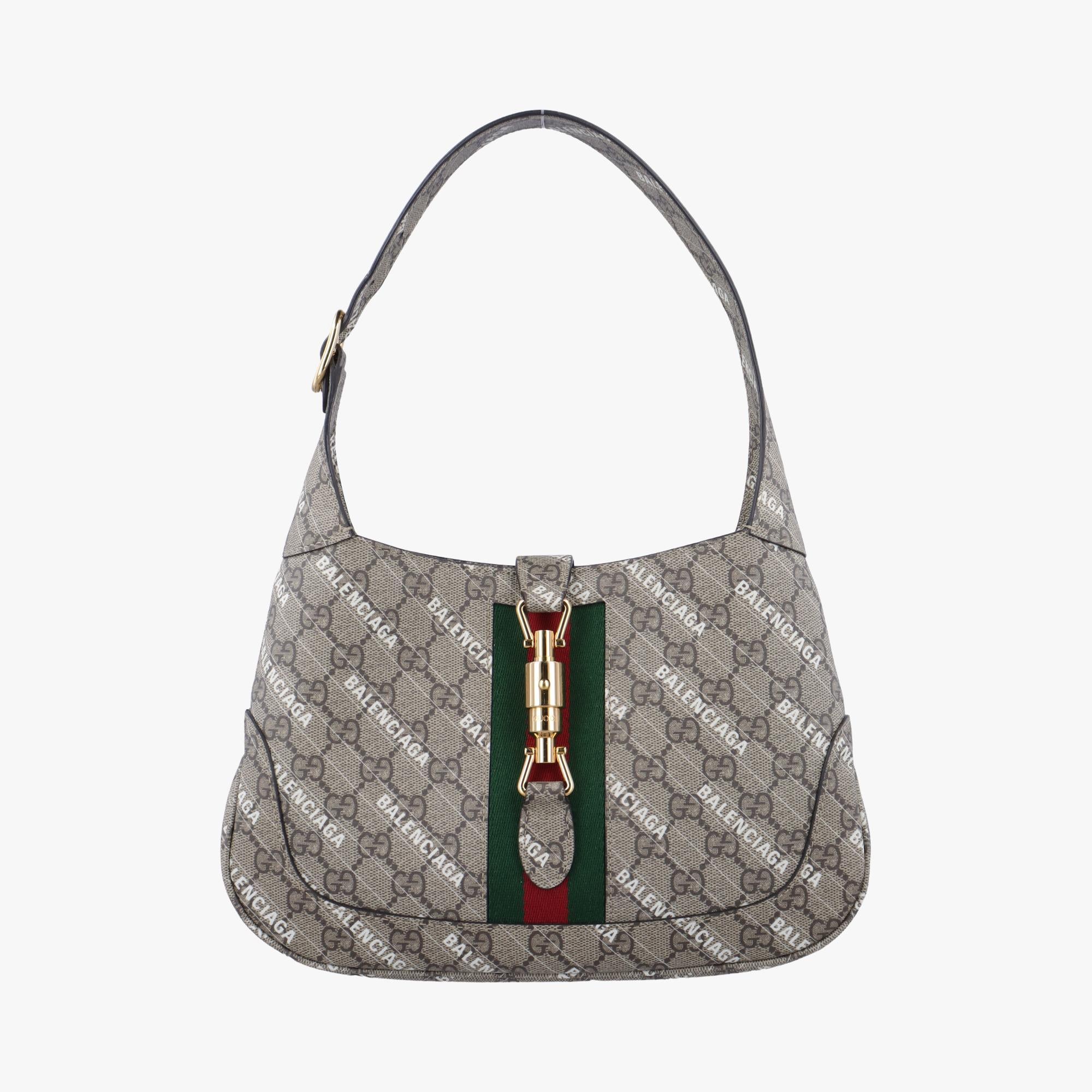 グッチ Gucci ショルダーバッグ レディース バレンシアガ　コラボ　ザ ハッカー プロジェクト ジャッキー 1961 ベージュ×グリーン×レッド PVCコーティングキャンバス 636706 G036795809