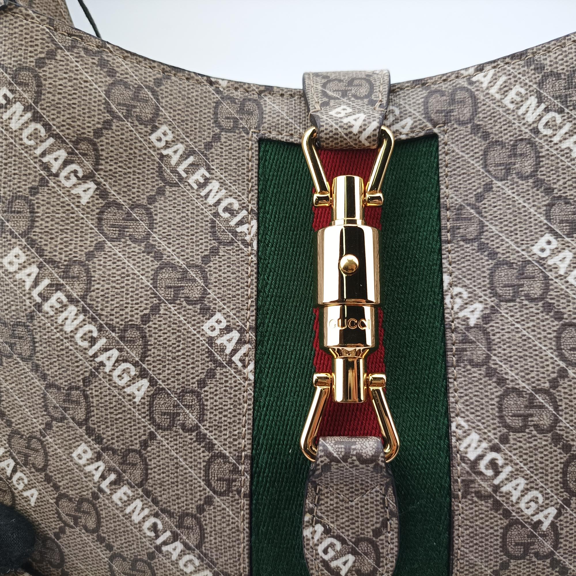 グッチ Gucci ショルダーバッグ レディース バレンシアガ　コラボ　ザ ハッカー プロジェクト ジャッキー 1961 ベージュ×グリーン×レッド PVCコーティングキャンバス 636706 G036795809