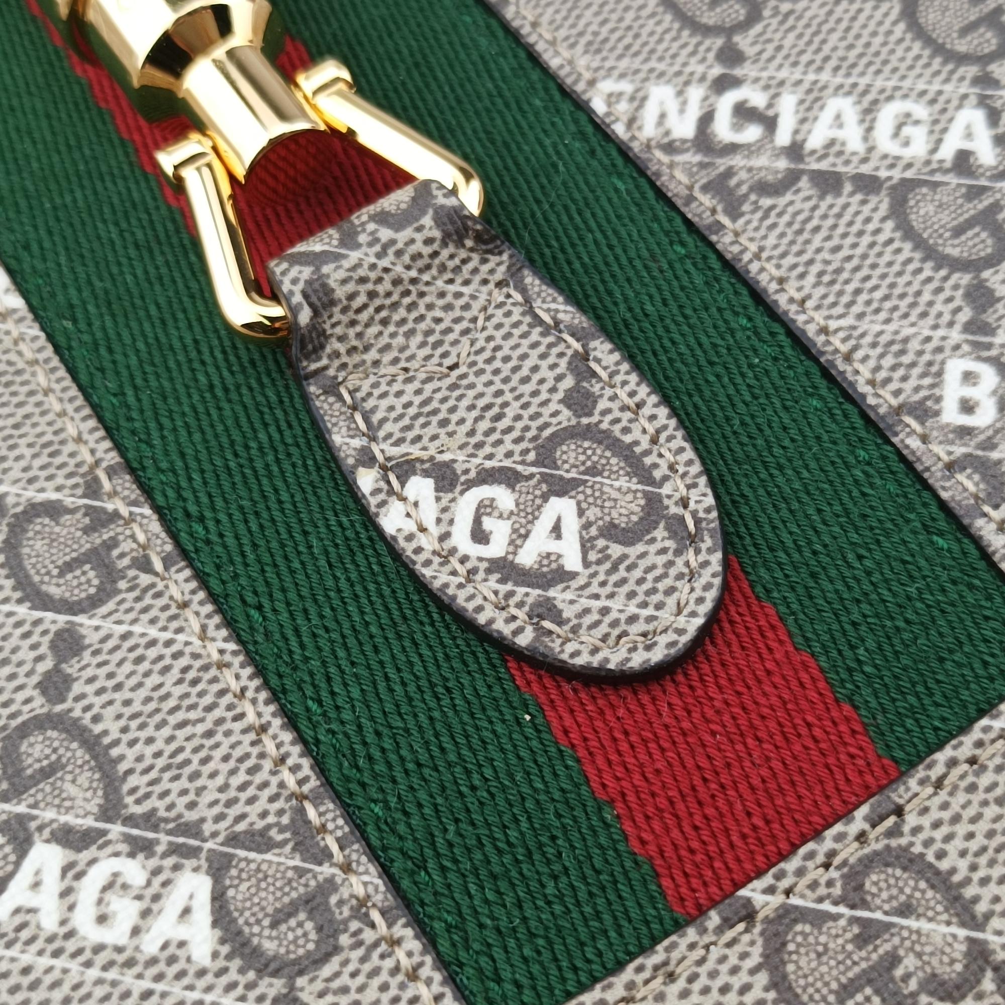 グッチ Gucci ショルダーバッグ レディース バレンシアガ　コラボ　ザ ハッカー プロジェクト ジャッキー 1961 ベージュ×グリーン×レッド PVCコーティングキャンバス 636706 G036795809