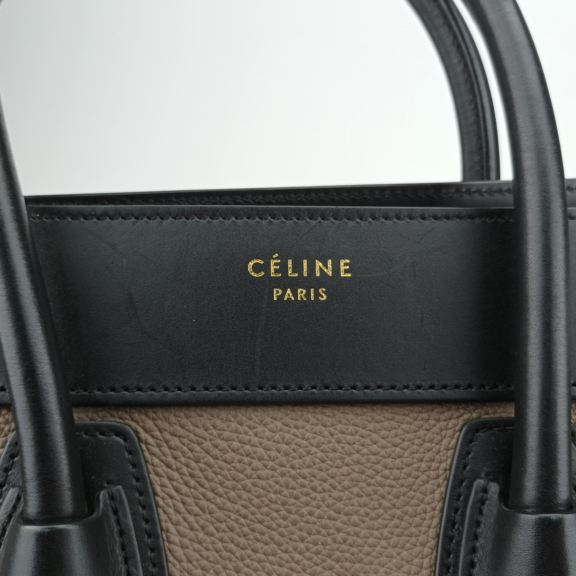 セリーヌ Celine ハンドバッグ レディース ラゲージマイクロショッパー グレー×ブラック×イエロー レザー S-CU-4125