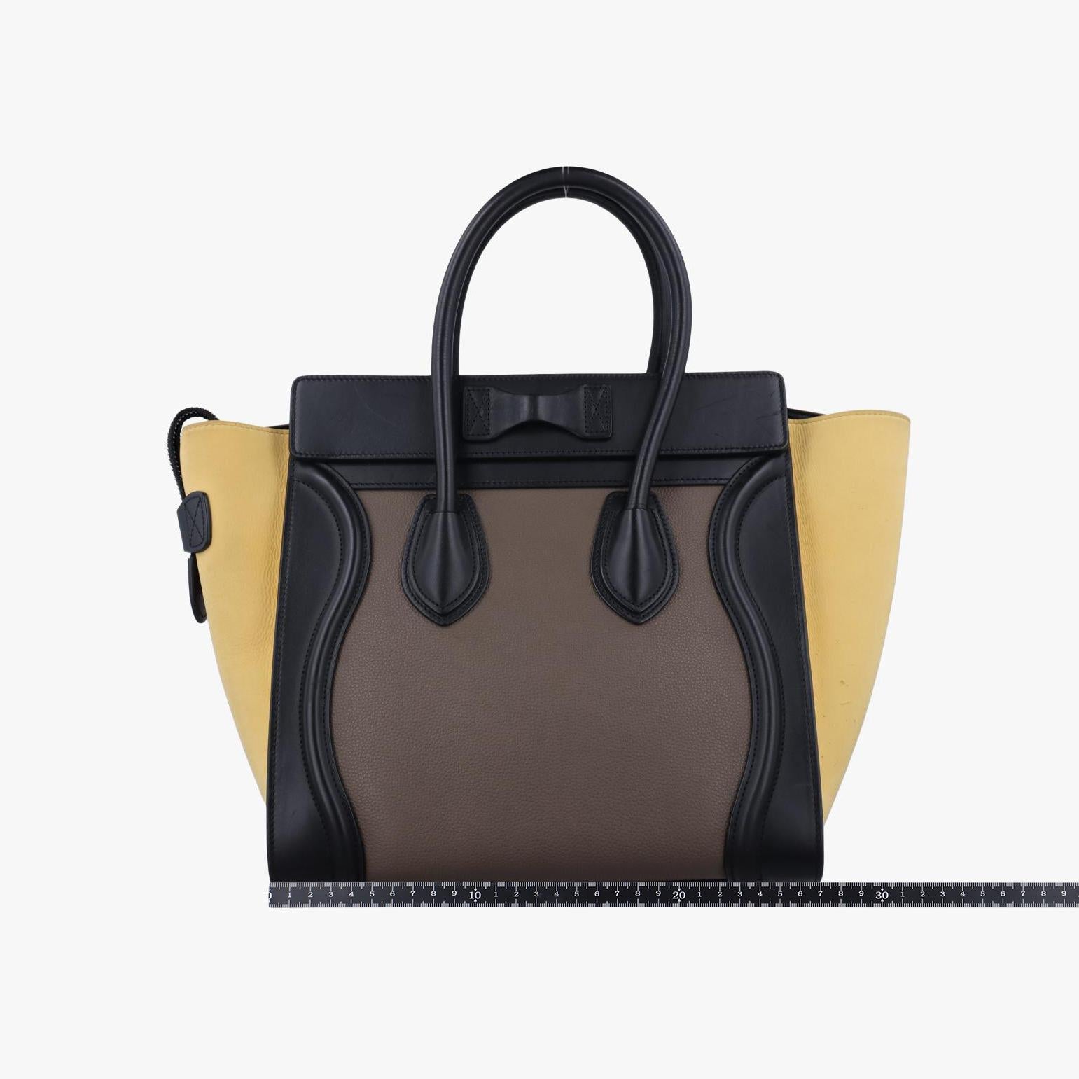 セリーヌ Celine ハンドバッグ レディース ラゲージマイクロショッパー グレー×ブラック×イエロー レザー S-CU-4125