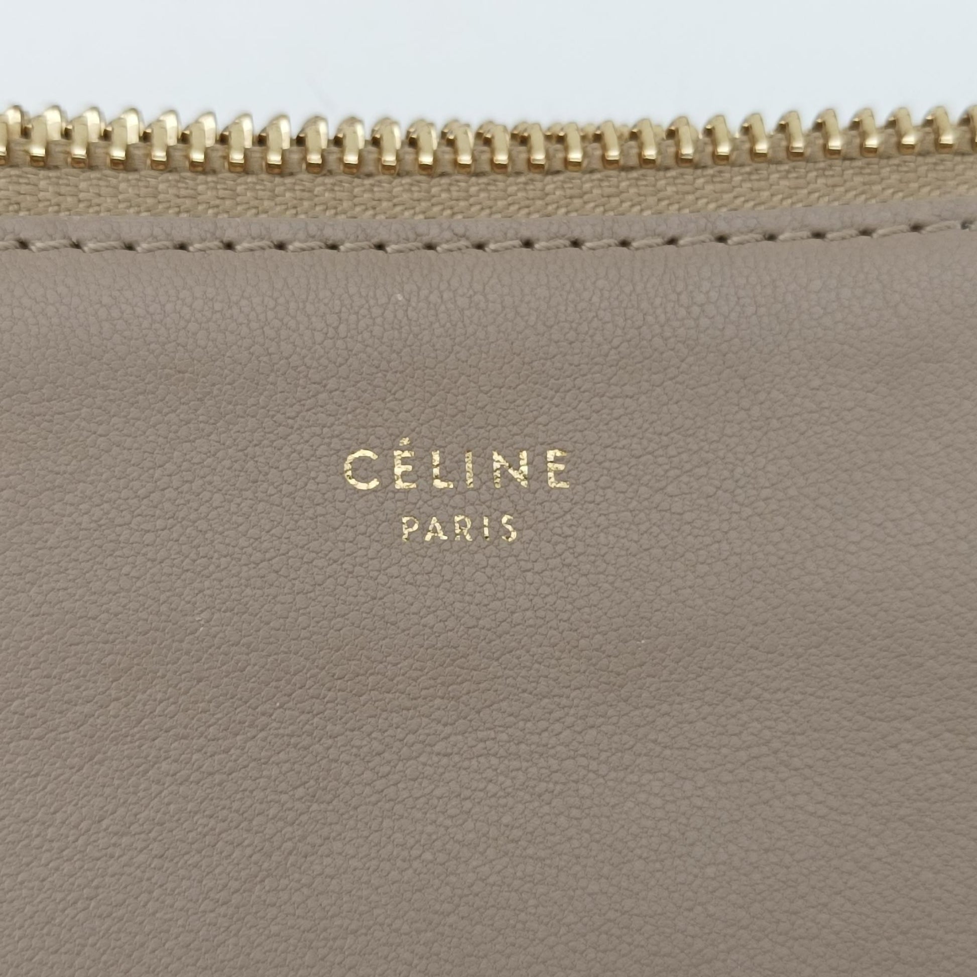 セリーヌ Celine ショルダーバッグ レディース トリオ カーキ レザー W-GA-0174