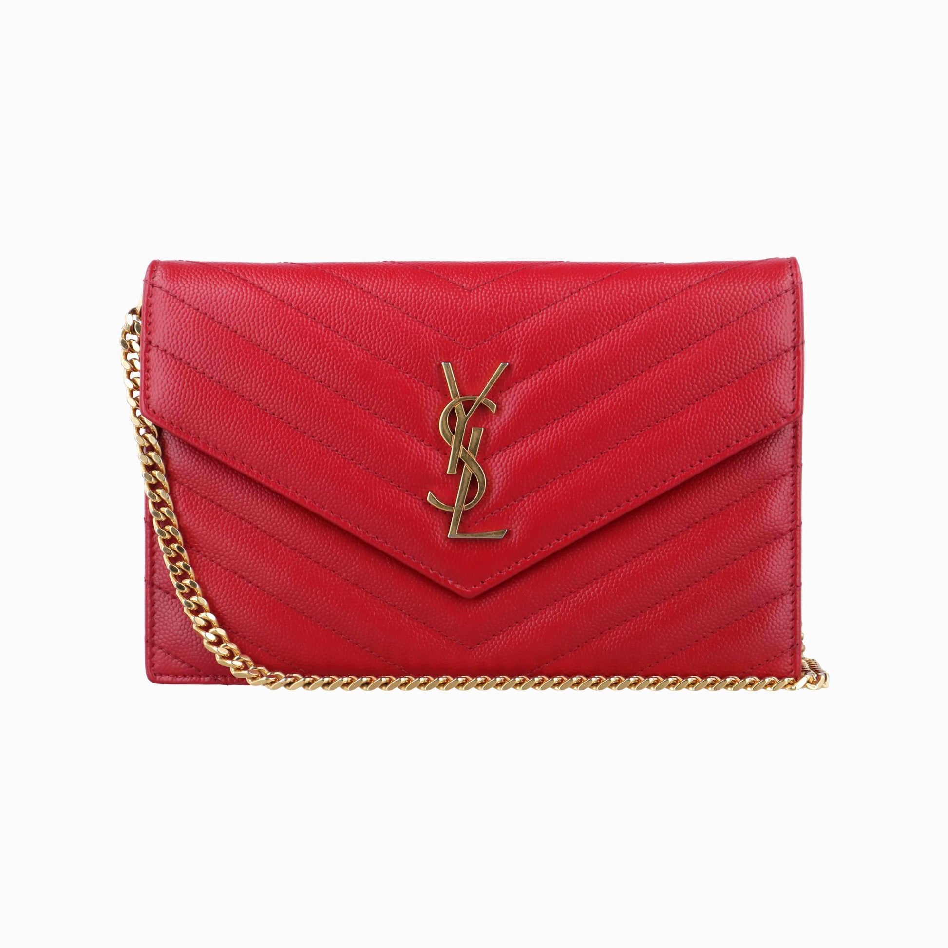 イヴサンローラン Yves saint Laurent ショルダーバッグ レディース モノグラム レッド レザー GNC393953.0516