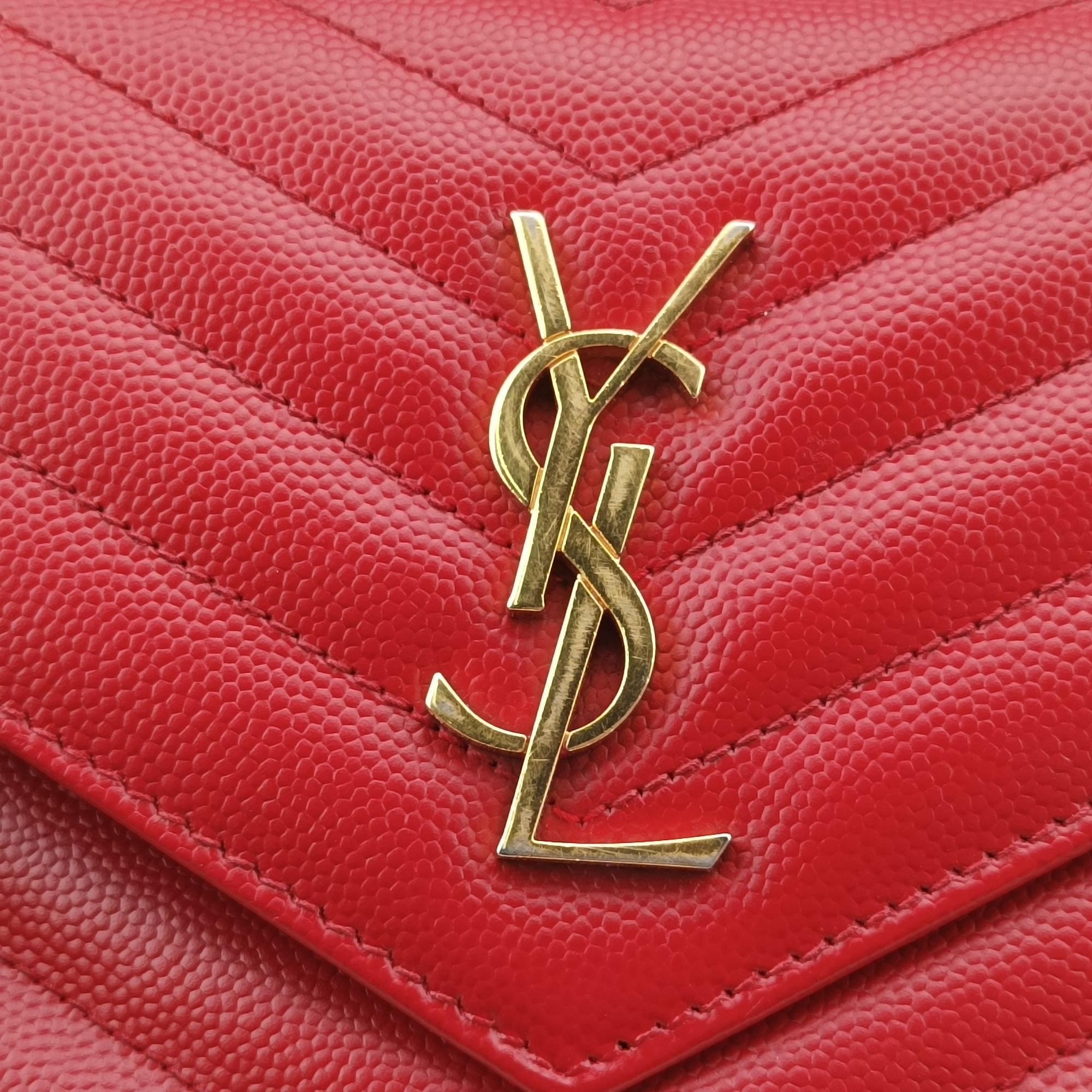 イヴサンローラン Yves saint Laurent ショルダーバッグ レディース モノグラム レッド レザー GNC393953.0516