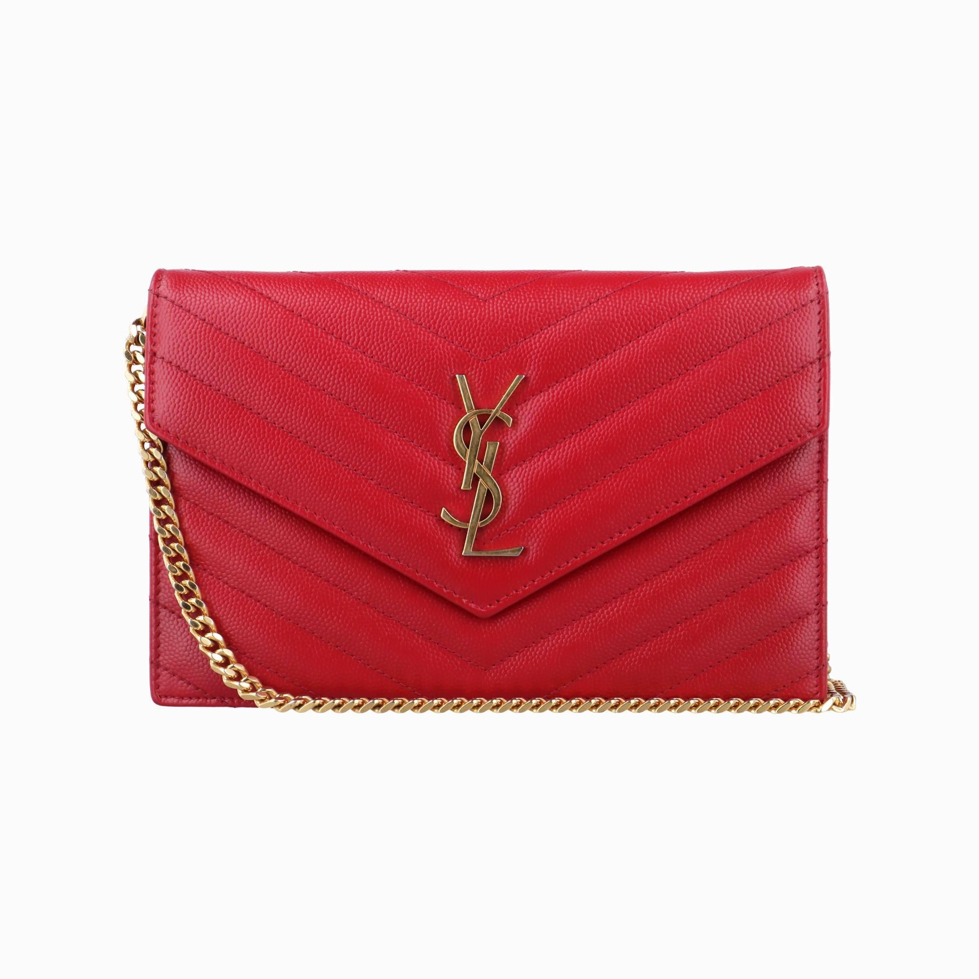 イヴサンローラン Yves saint Laurent ショルダーバッグ レディース モノグラム レッド レザー GNC393953.0516