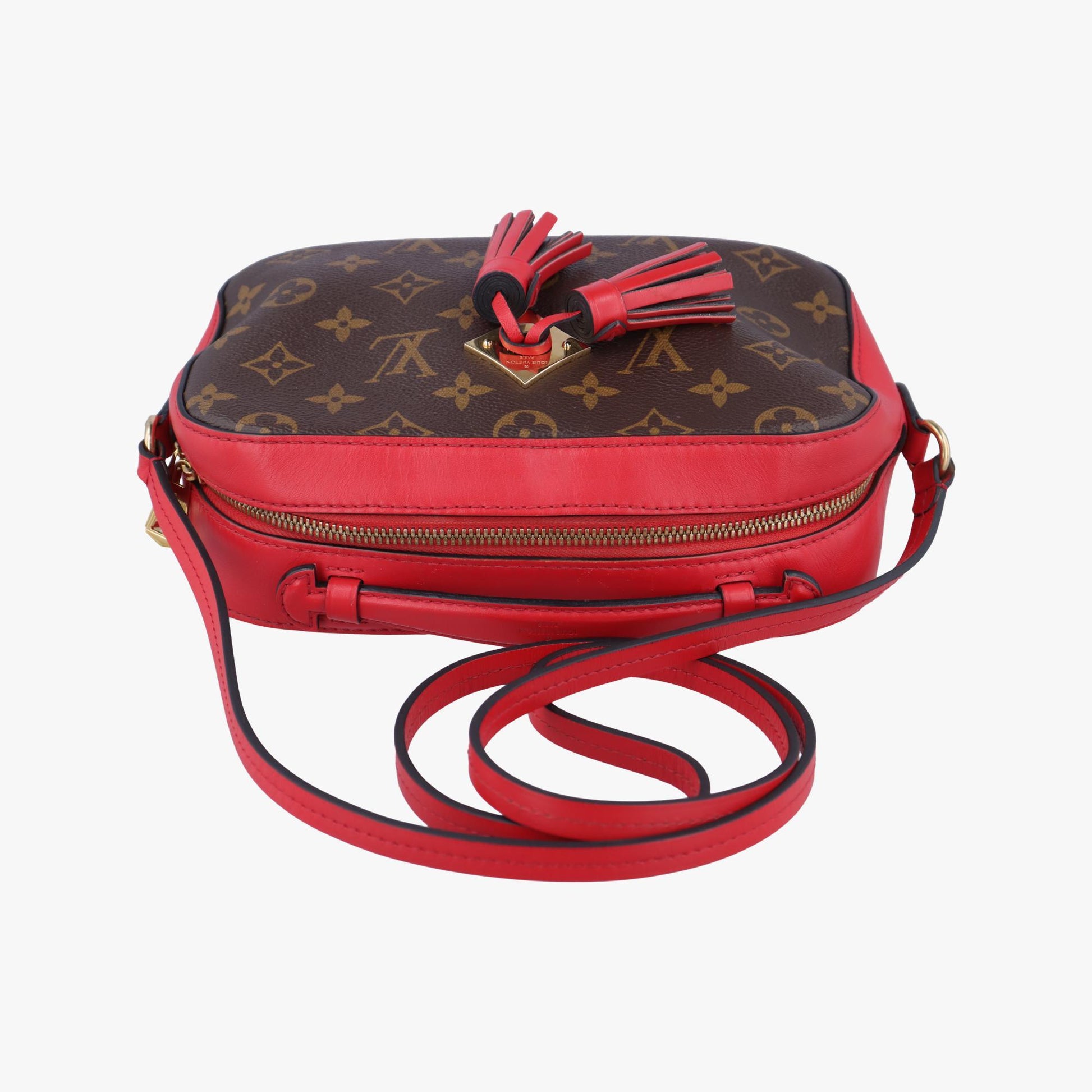 ルイヴィトン Louis Vuitton ショルダーバッグ レディース サントンジュ モノグラム/ブラウン系×コクリコ モノグラムキャンバス×カーフレザー M43556 CA2148