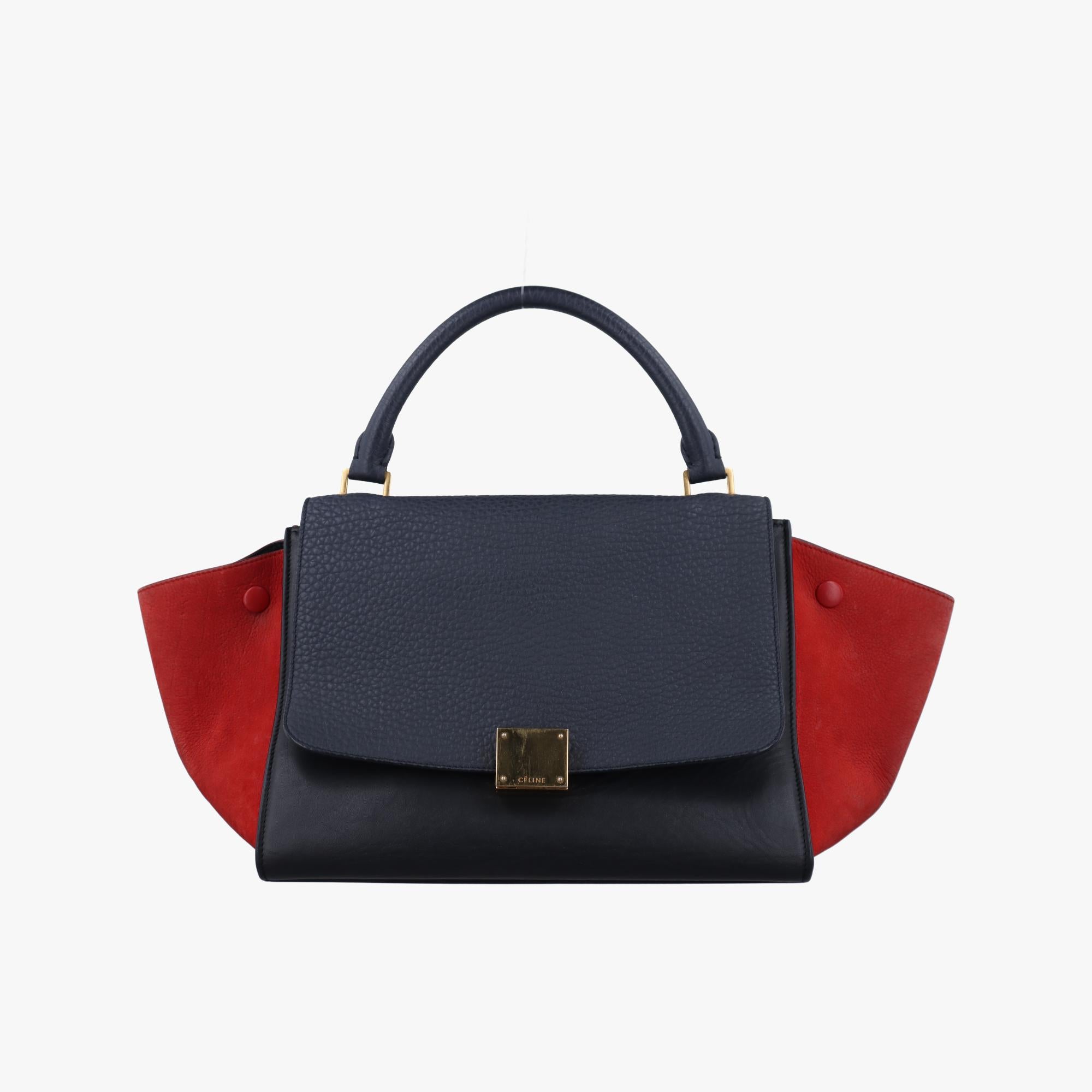 セリーヌ Celine ショルダーバッグ レディース トラペーズスモール ネイビー×ブラック×レッド レザー×スエード S-CU-4185