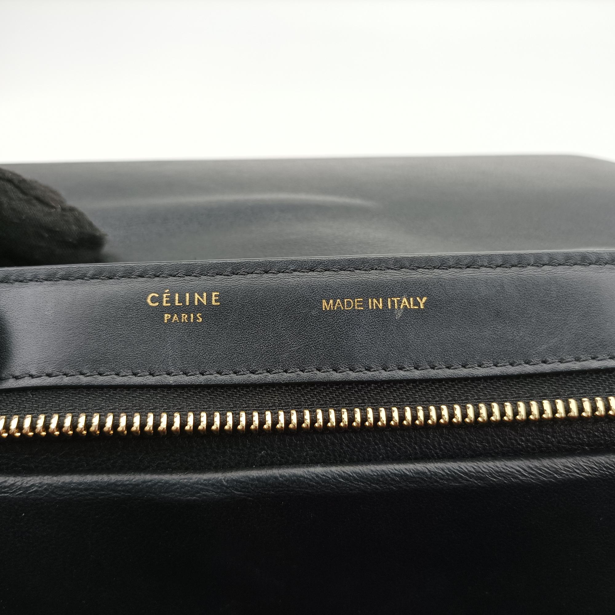 セリーヌ Celine ショルダーバッグ レディース トラペーズスモール ネイビー×ブラック×レッド レザー×スエード S-CU-4185