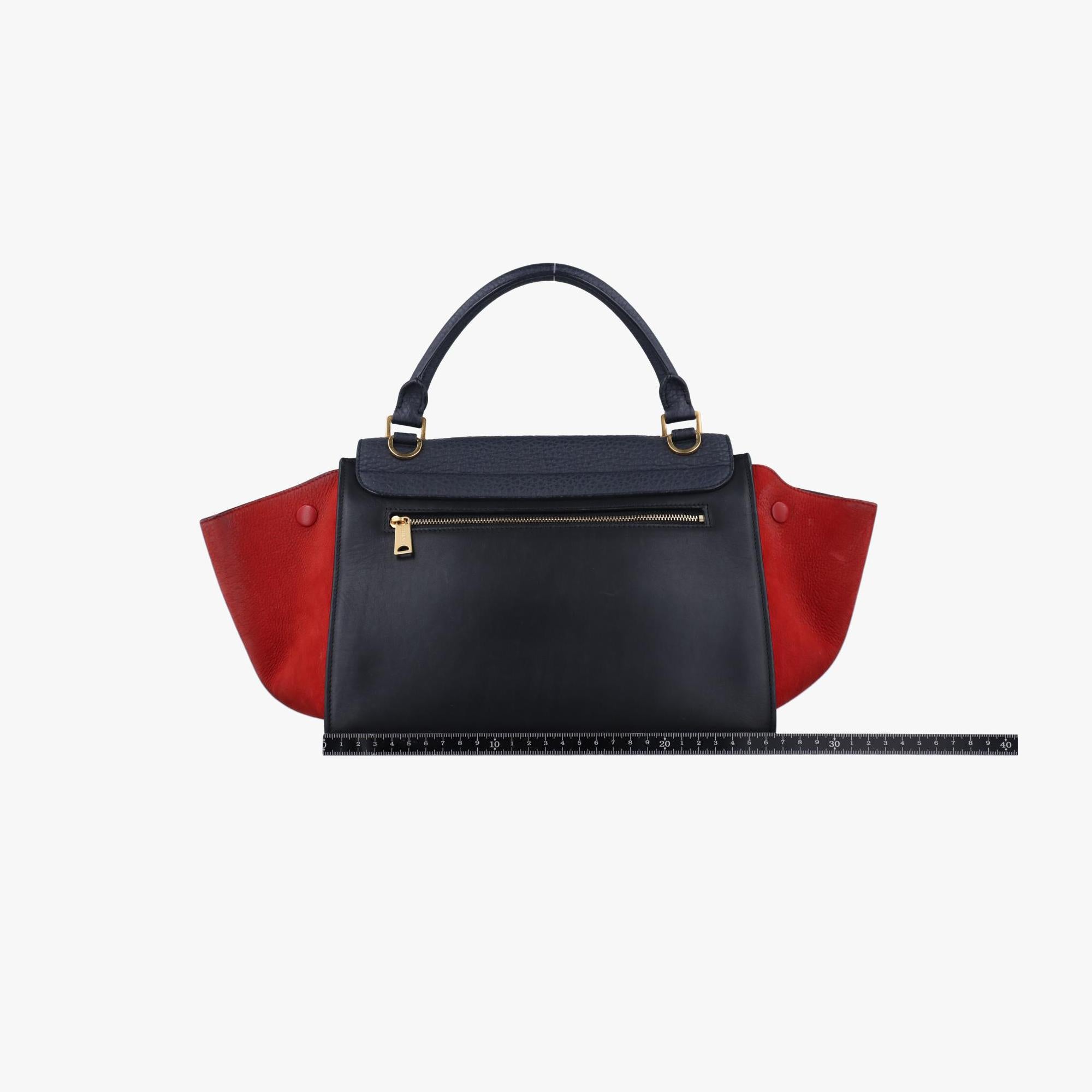 セリーヌ Celine ショルダーバッグ レディース トラペーズスモール ネイビー×ブラック×レッド レザー×スエード S-CU-4185