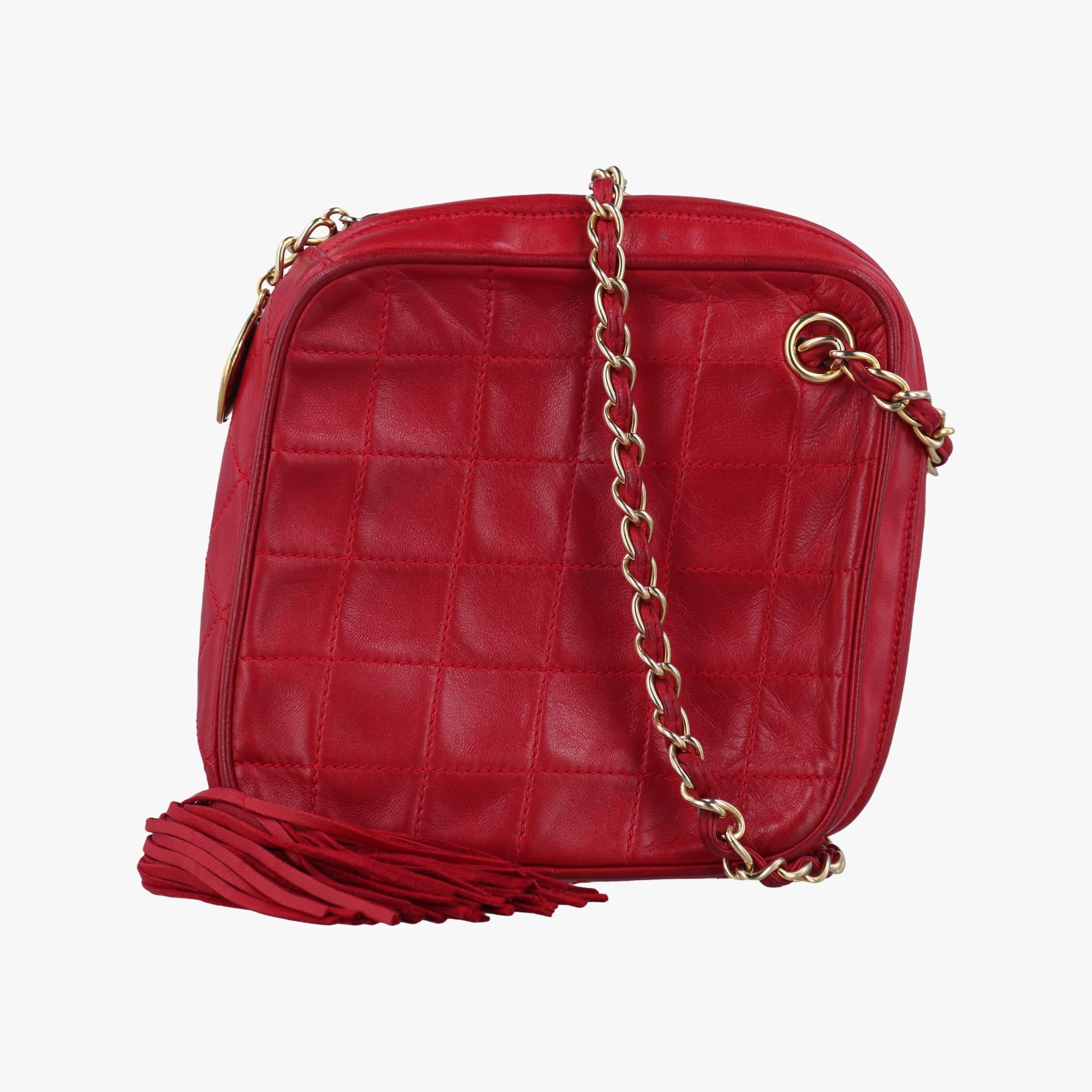 シャネル Chanel ショルダーバッグ レディース ヴィンテージ ダイヤモンドタッセル レッド ラムスキン 1147507