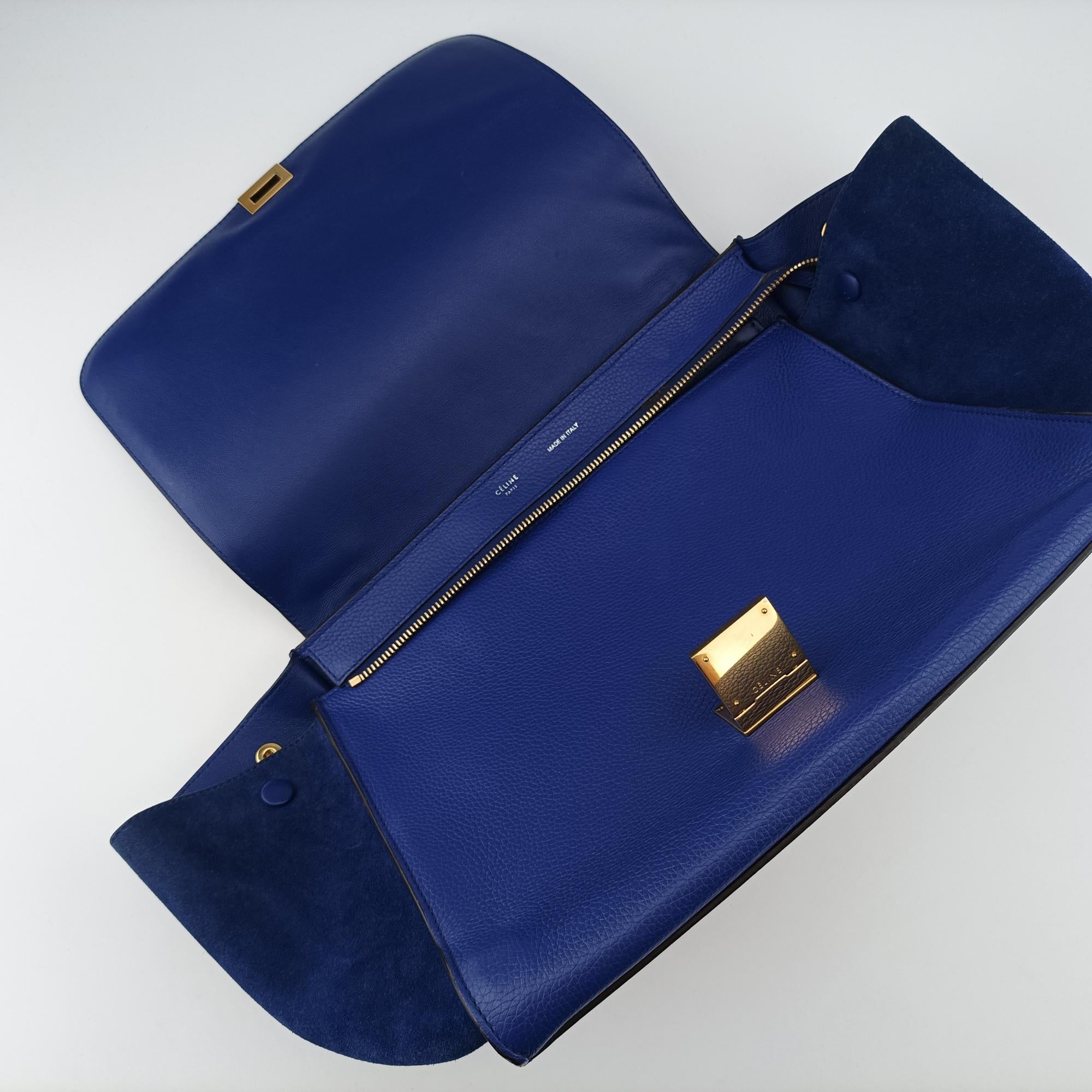 セリーヌ Celine ショルダーバッグ レディース トラペーズミディアム ブルー レザー×スエード S-VP-0183 S-CU-0193