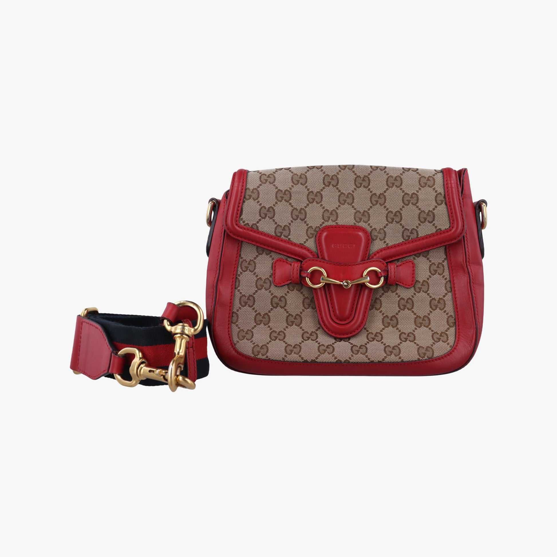 グッチ Gucci ショルダーバッグ レディース レディ ウェブ ブラウン×レッド キャンバス×レザー 383848 G019079448