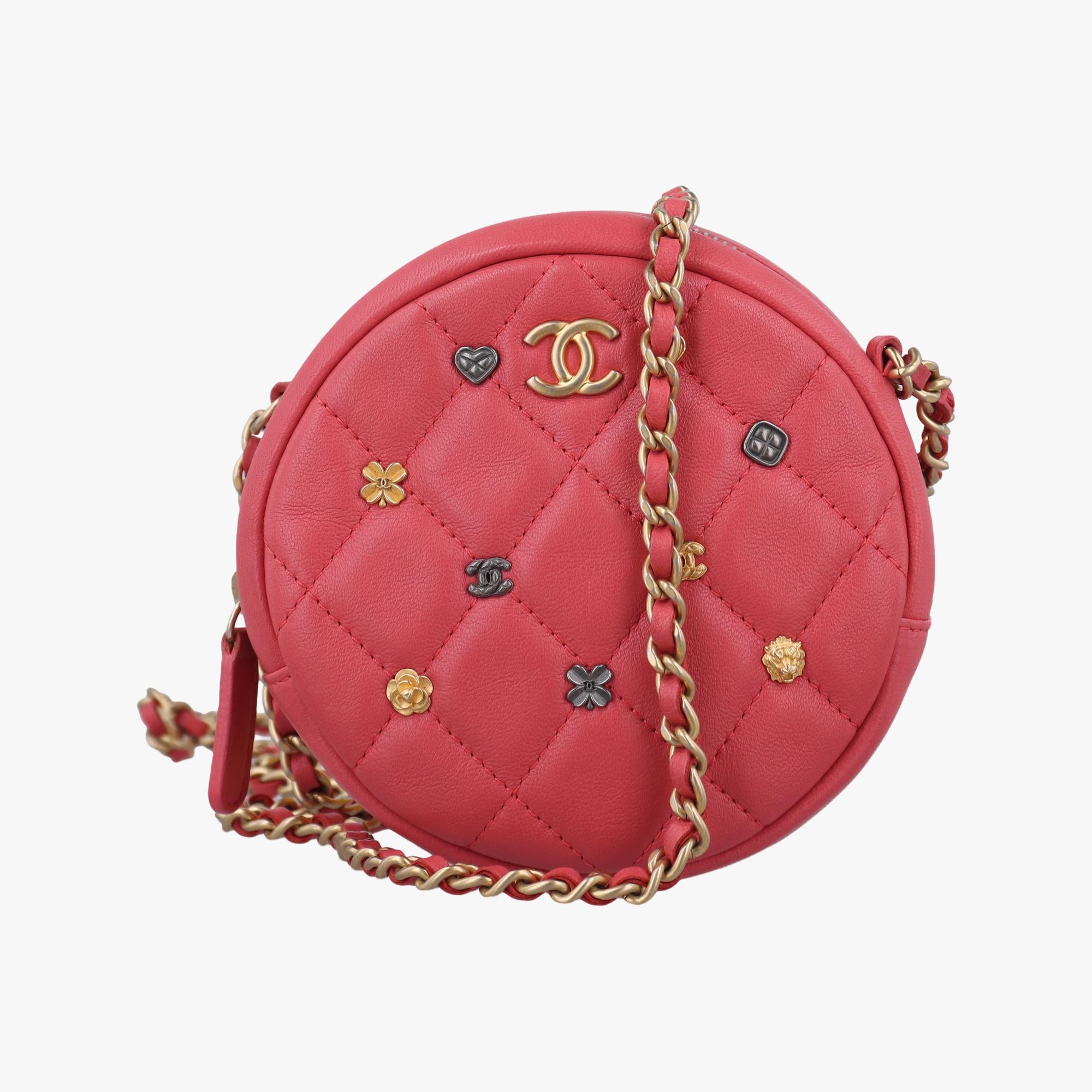 シャネル Chanel ショルダーバッグ レディース チャームラウンド ピンク ラムスキン A81620 26886344