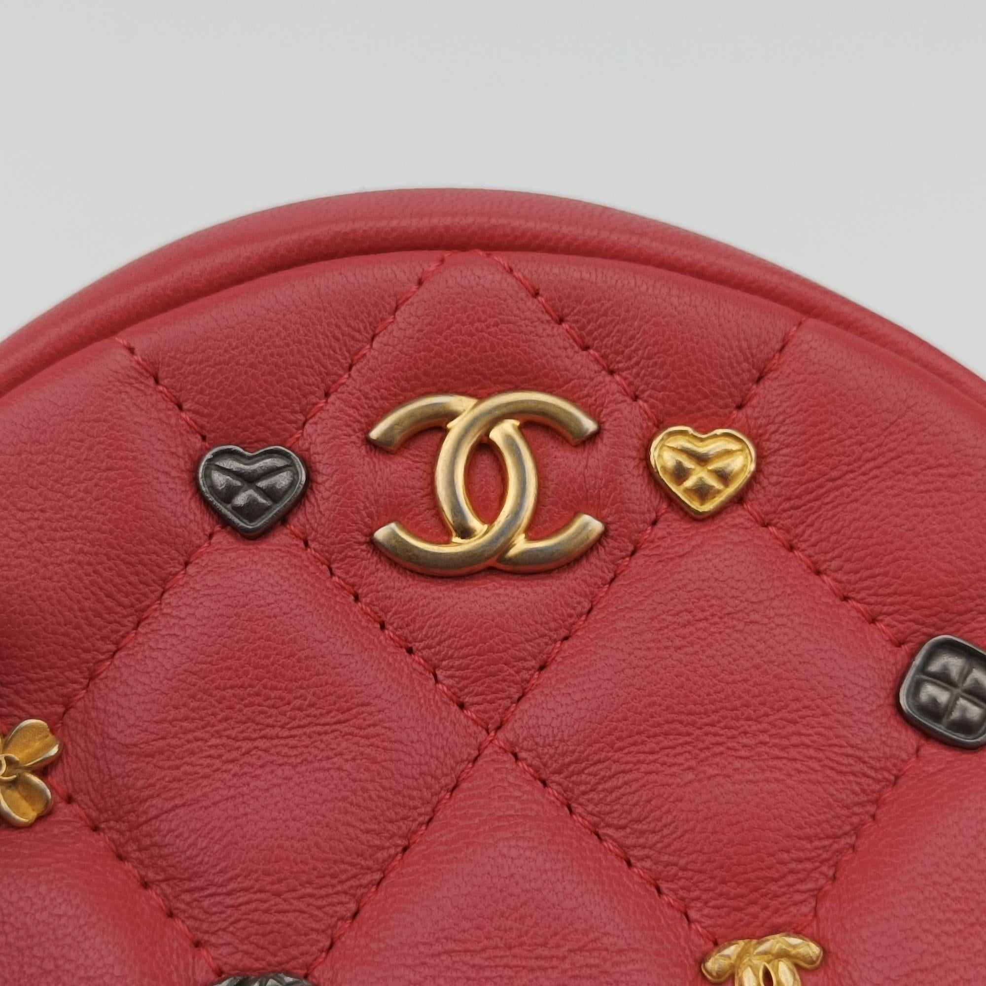 シャネル Chanel ショルダーバッグ レディース チャームラウンド ピンク ラムスキン A81620 26886344