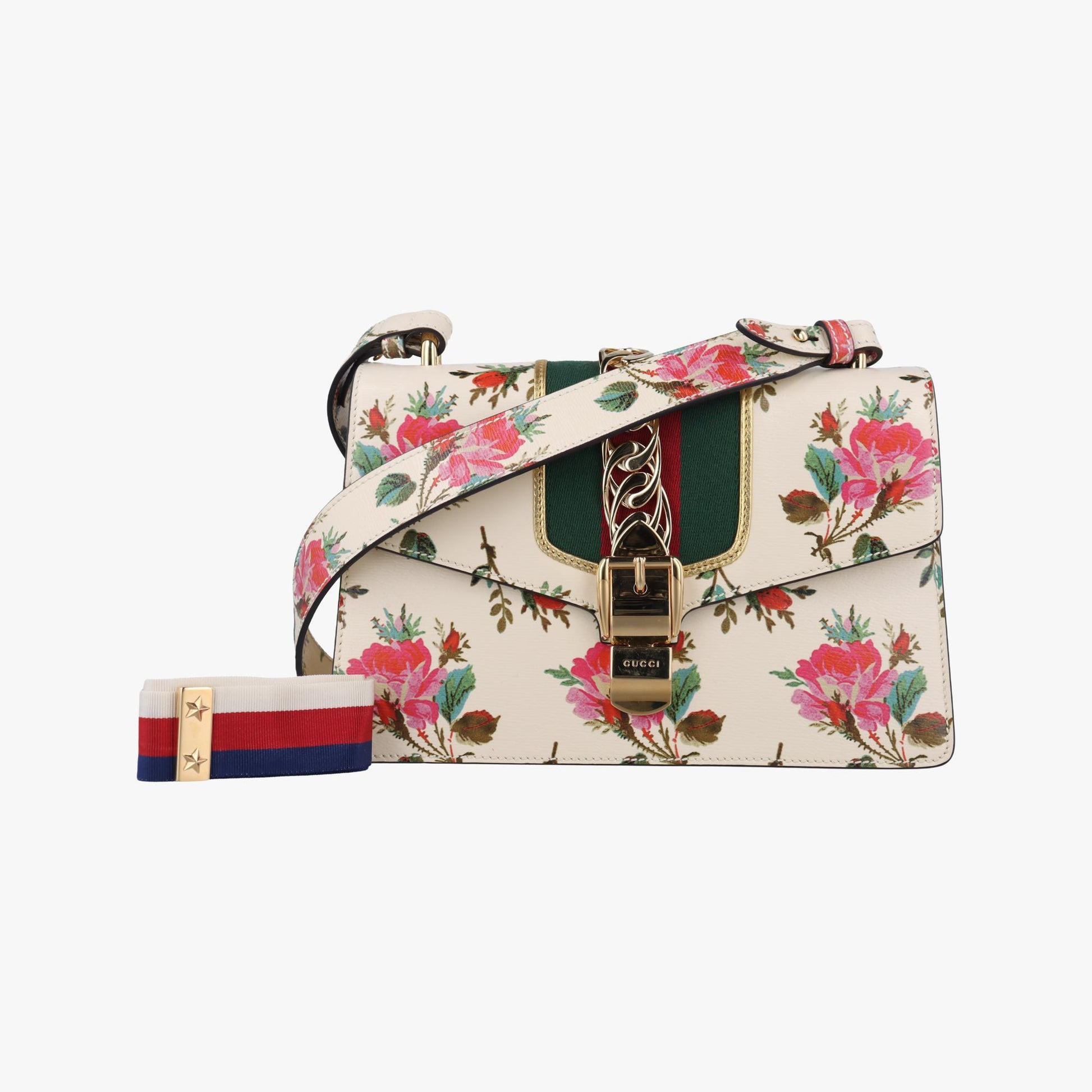 グッチ Gucci ショルダーバッグ レディース シルヴィ アイボリー×マルチカラー レザー 421882 E023897396