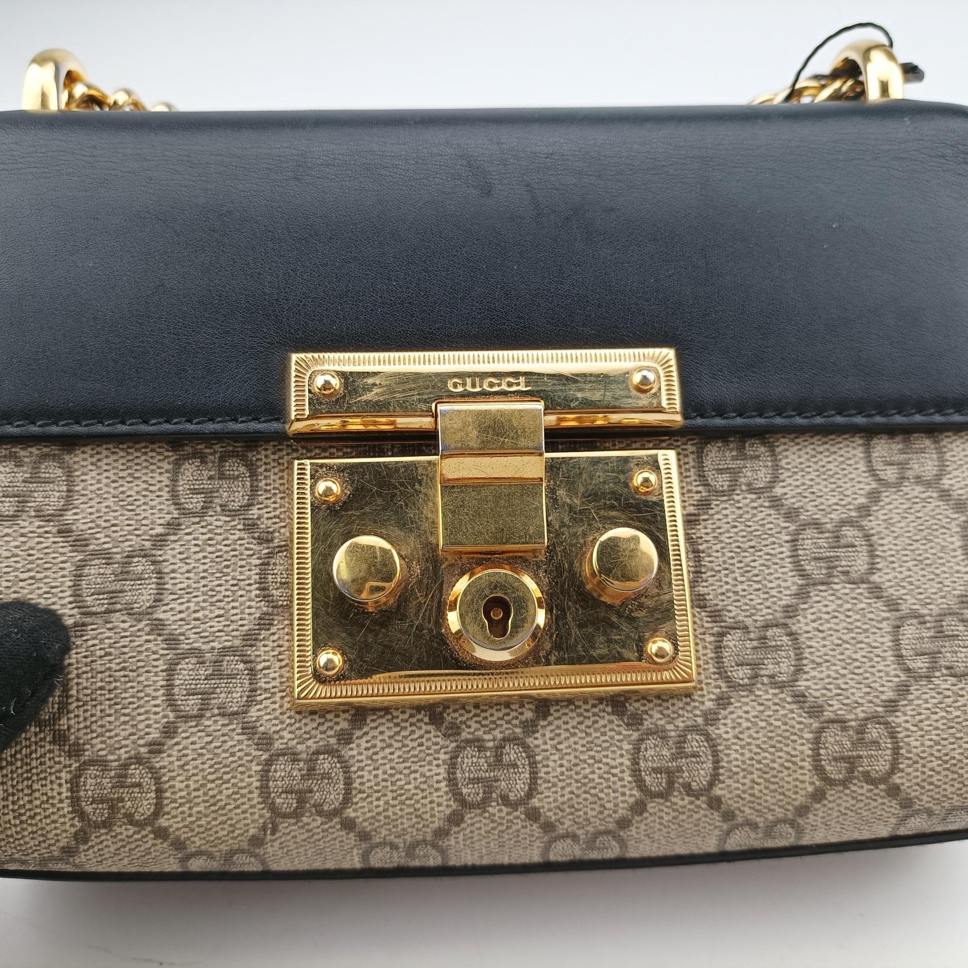 グッチ Gucci ショルダーバッグ レディース パドロック ベージュ×ブラック PVCコーティングキャンバス×レザー 409487 B025305891