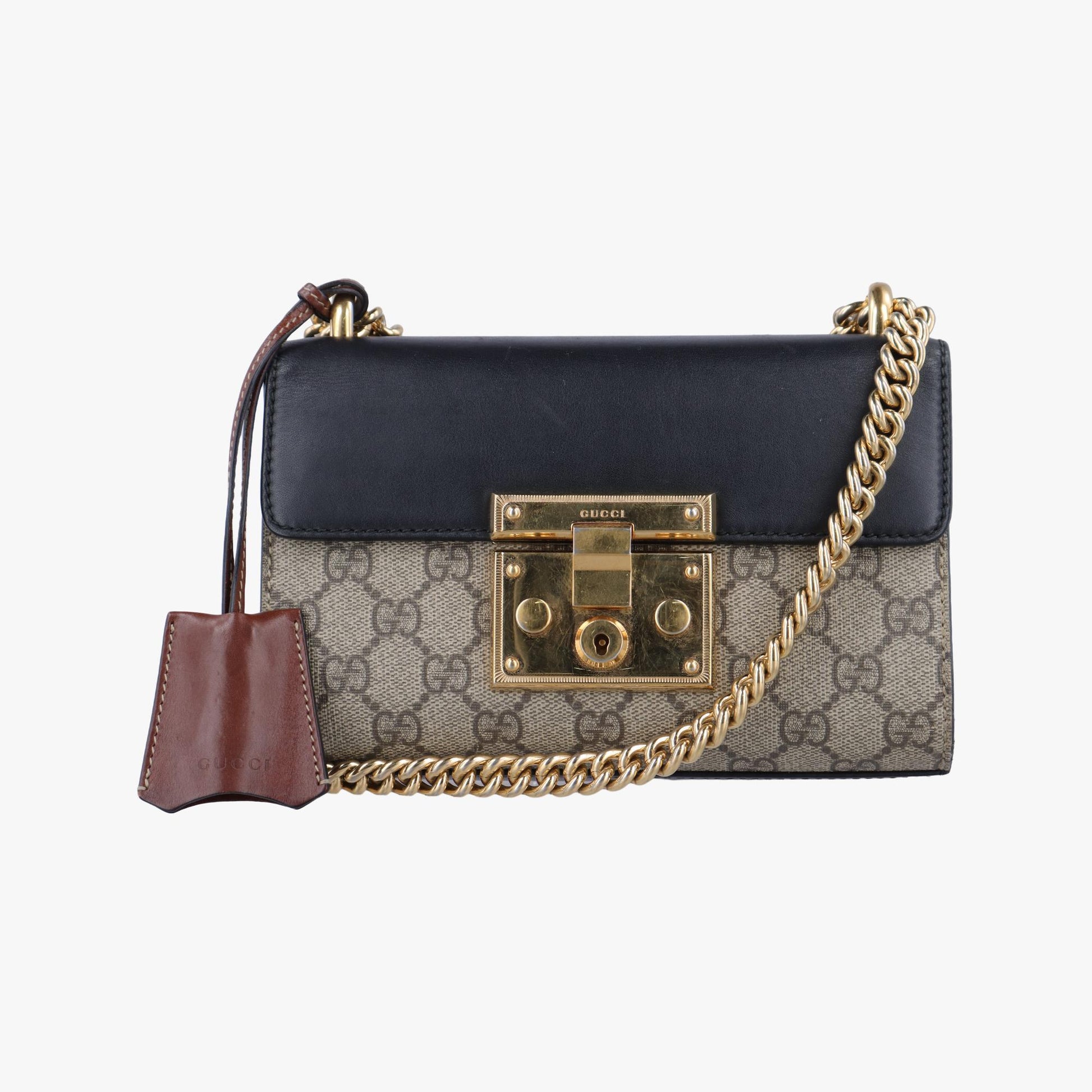 グッチ Gucci ショルダーバッグ レディース パドロック ベージュ×ブラック PVCコーティングキャンバス×レザー 409487 B025305891