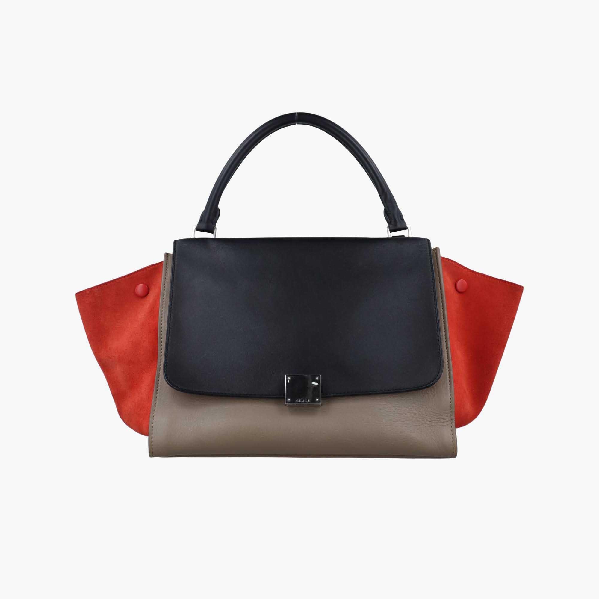 セリーヌ Celine ショルダーバッグ レディース トラペーズミディアム オレンジ×ブラウン×ブラック レザー x スエード S-PA-1112