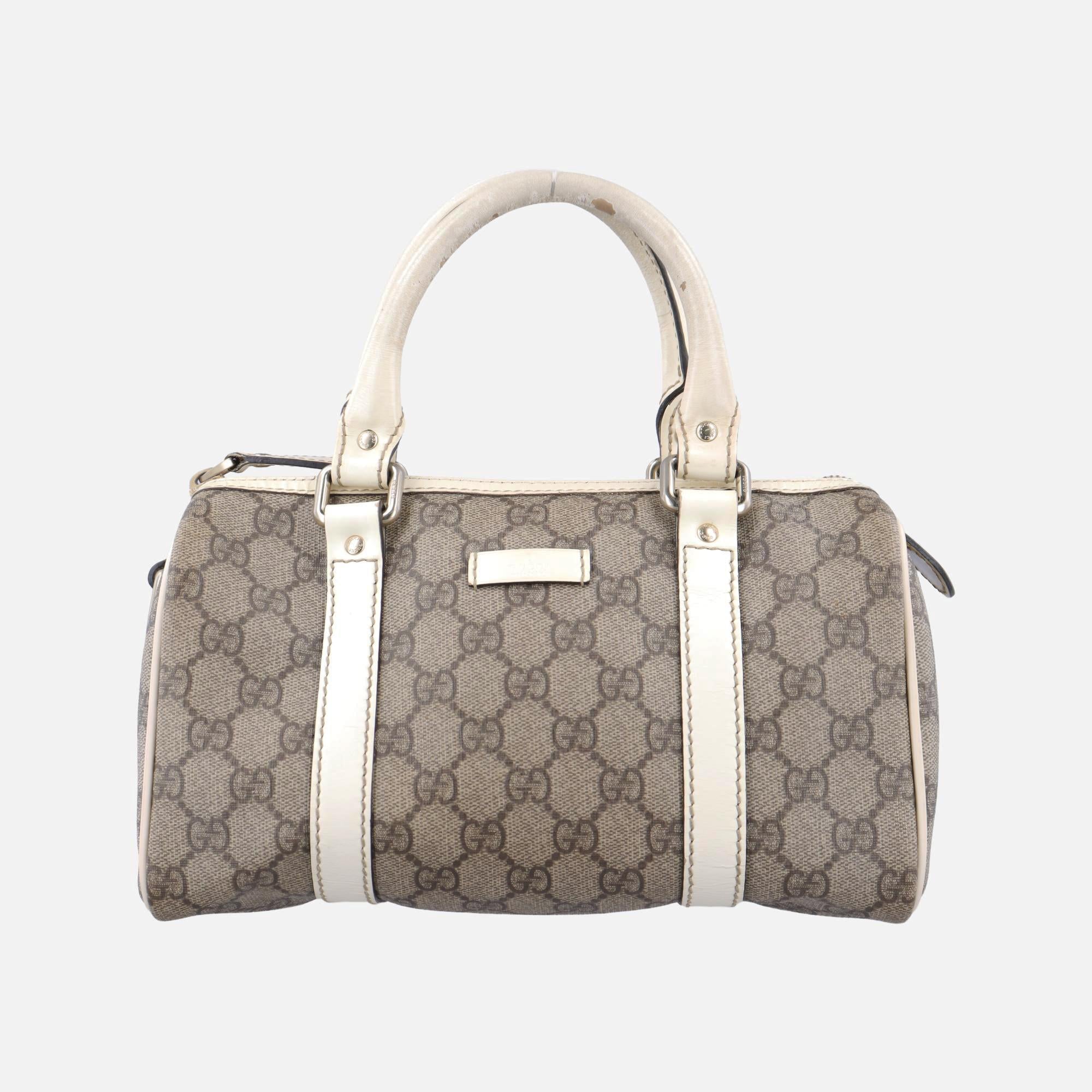 グッチ Gucci ボストンバッグ レディース GGプラス GGスプリーム ベージュ×ホワイト PVCコーティングキャンバス×レザー 193604 I2915070