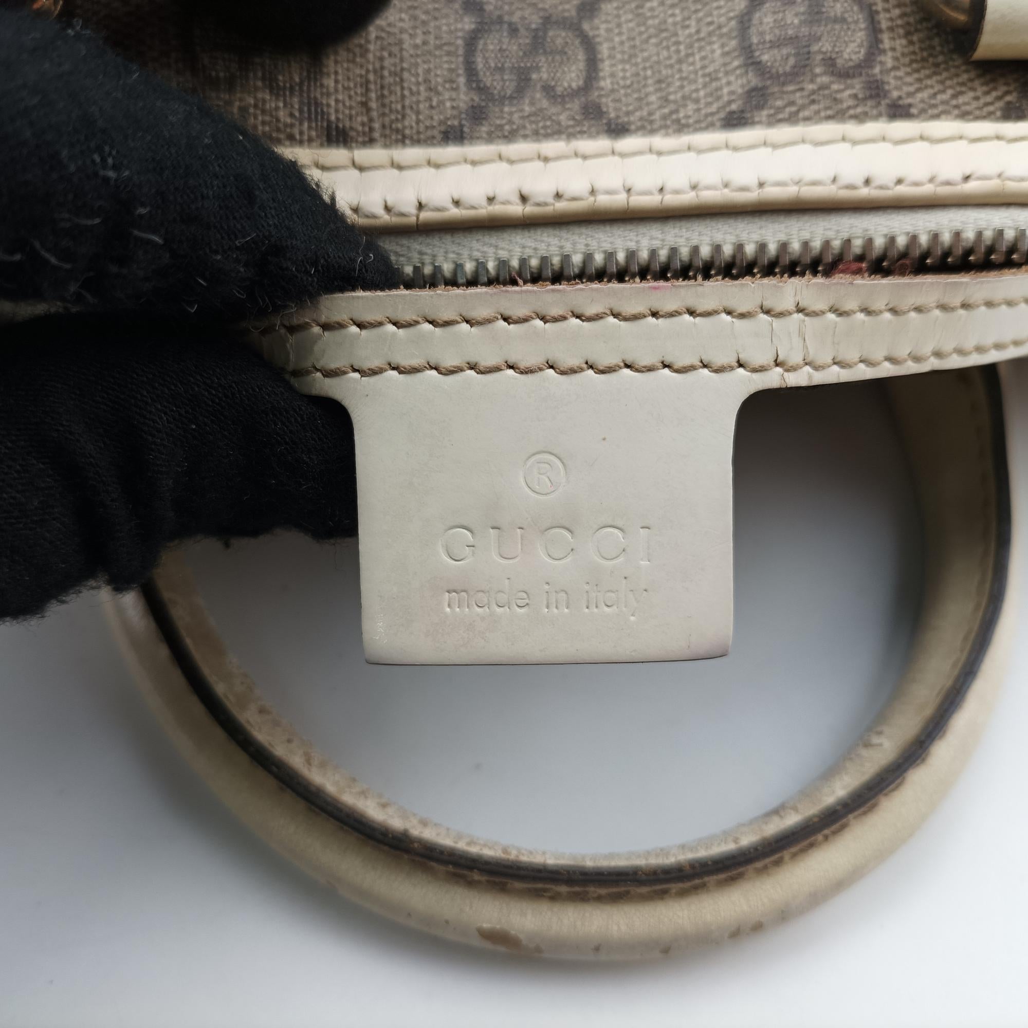 グッチ Gucci ボストンバッグ レディース GGプラス GGスプリーム ベージュ×ホワイト PVCコーティングキャンバス×レザー 193604 I2915070