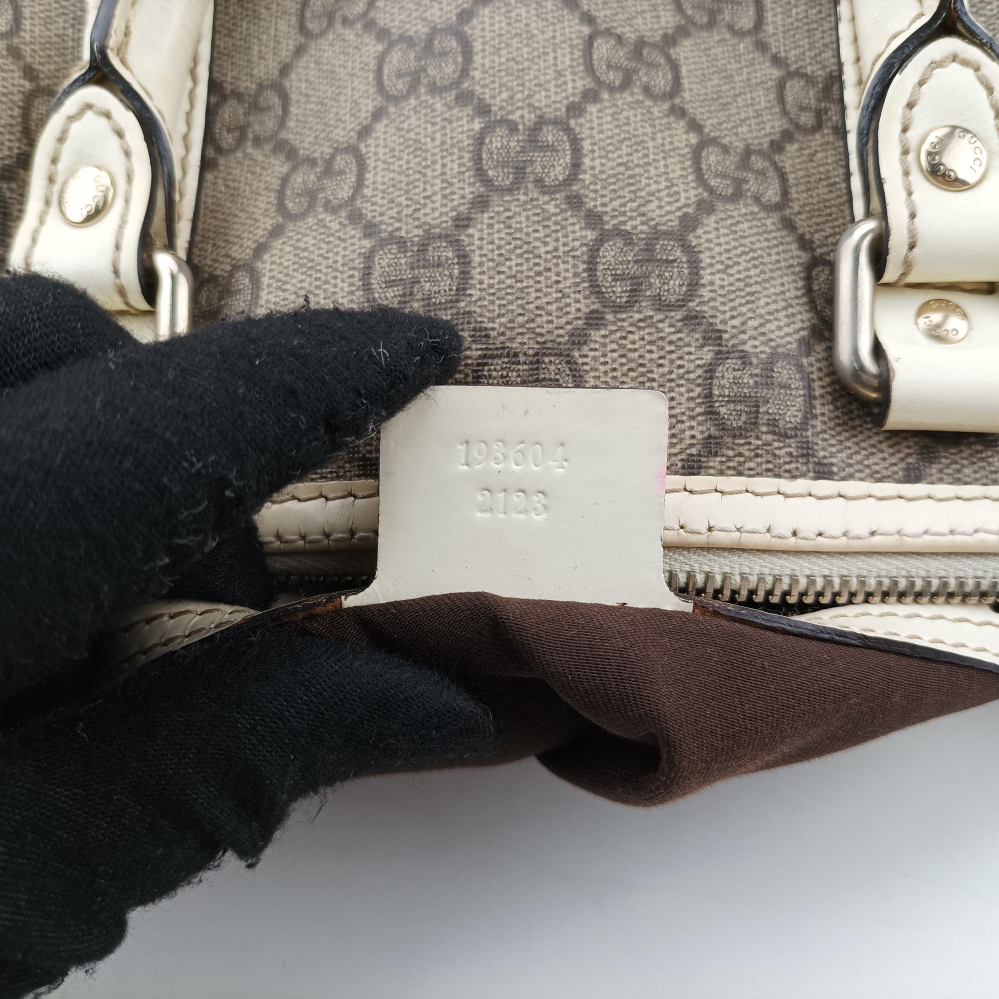 グッチ Gucci ボストンバッグ レディース GGプラス GGスプリーム ベージュ×ホワイト PVCコーティングキャンバス×レザー 193604 I2915070