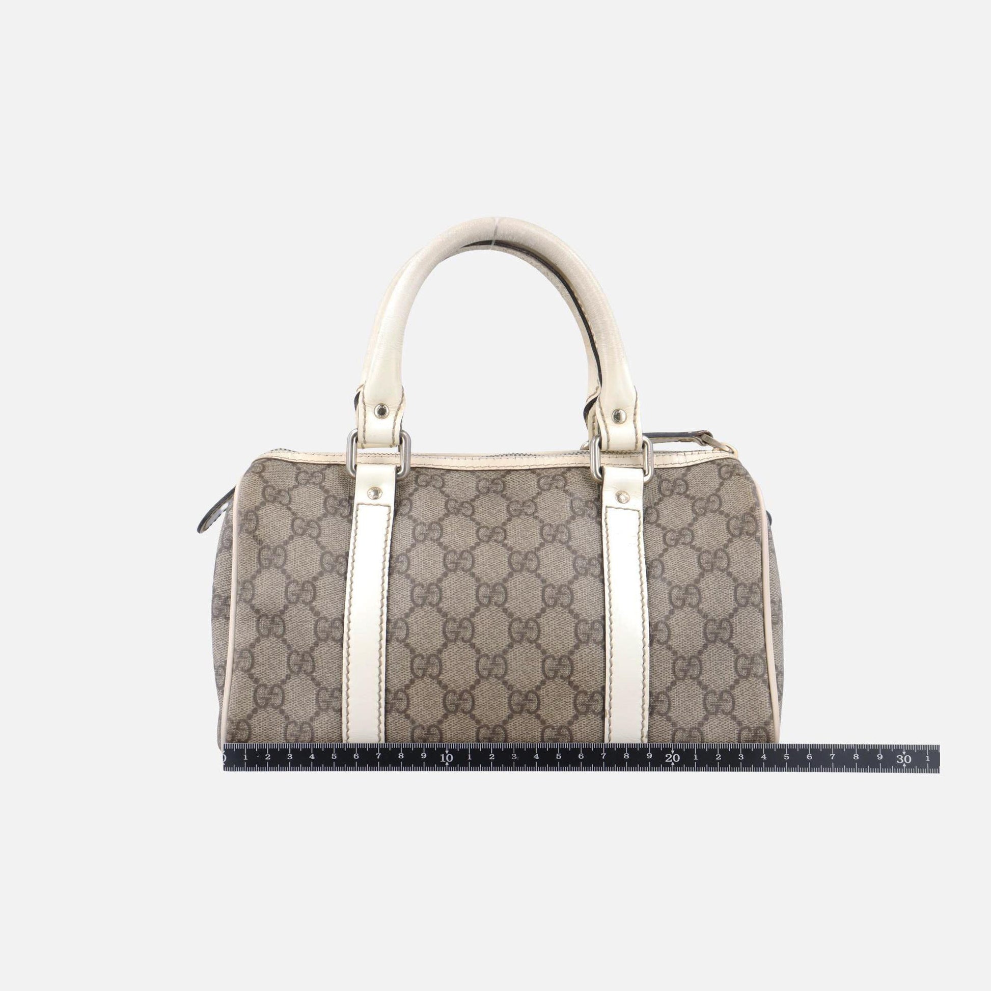 グッチ Gucci ボストンバッグ レディース GGプラス GGスプリーム ベージュ×ホワイト PVCコーティングキャンバス×レザー 193604 I2915070