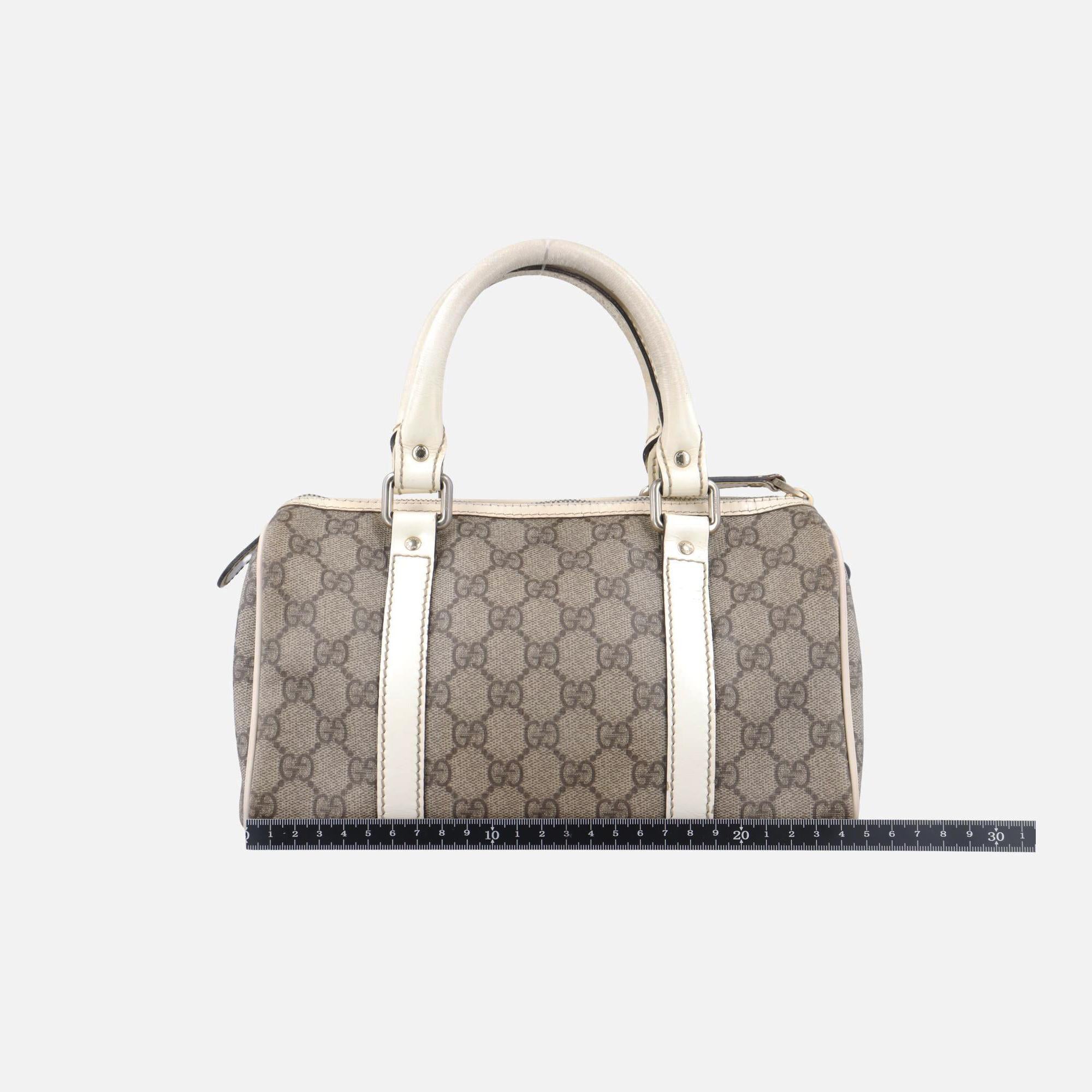 グッチ Gucci ボストンバッグ レディース GGプラス GGスプリーム ベージュ×ホワイト PVCコーティングキャンバス×レザー 193604 I2915070