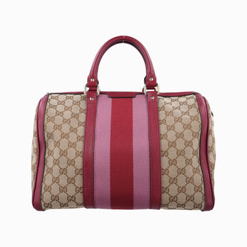 グッチ Gucci ボストンバッグ レディース シェリーライン ベージュ×ピンク×レッド キャンバス×レザー 247205 H018491794