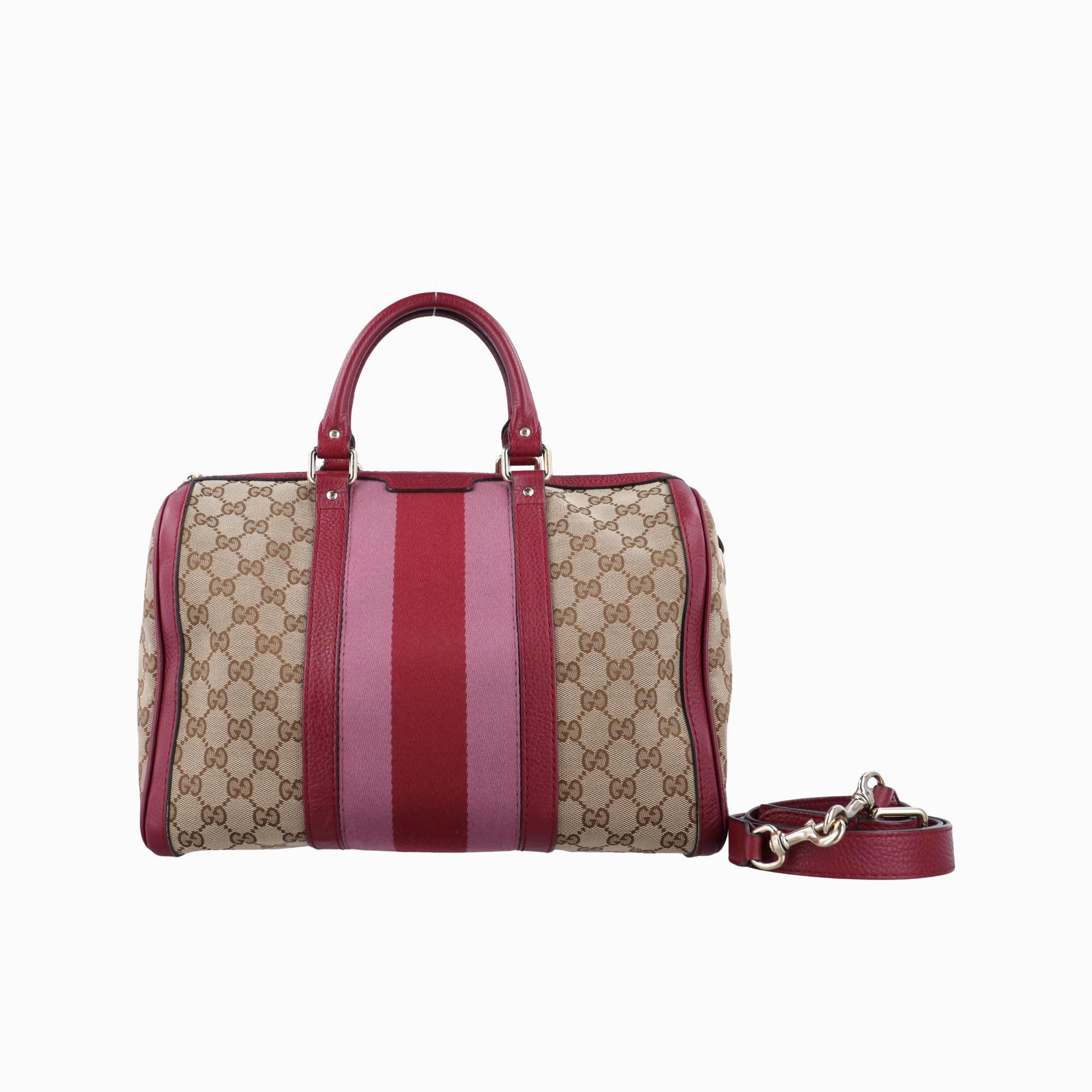 グッチ Gucci ボストンバッグ レディース シェリーライン ベージュ×ピンク×レッド キャンバス×レザー 247205 H018491794