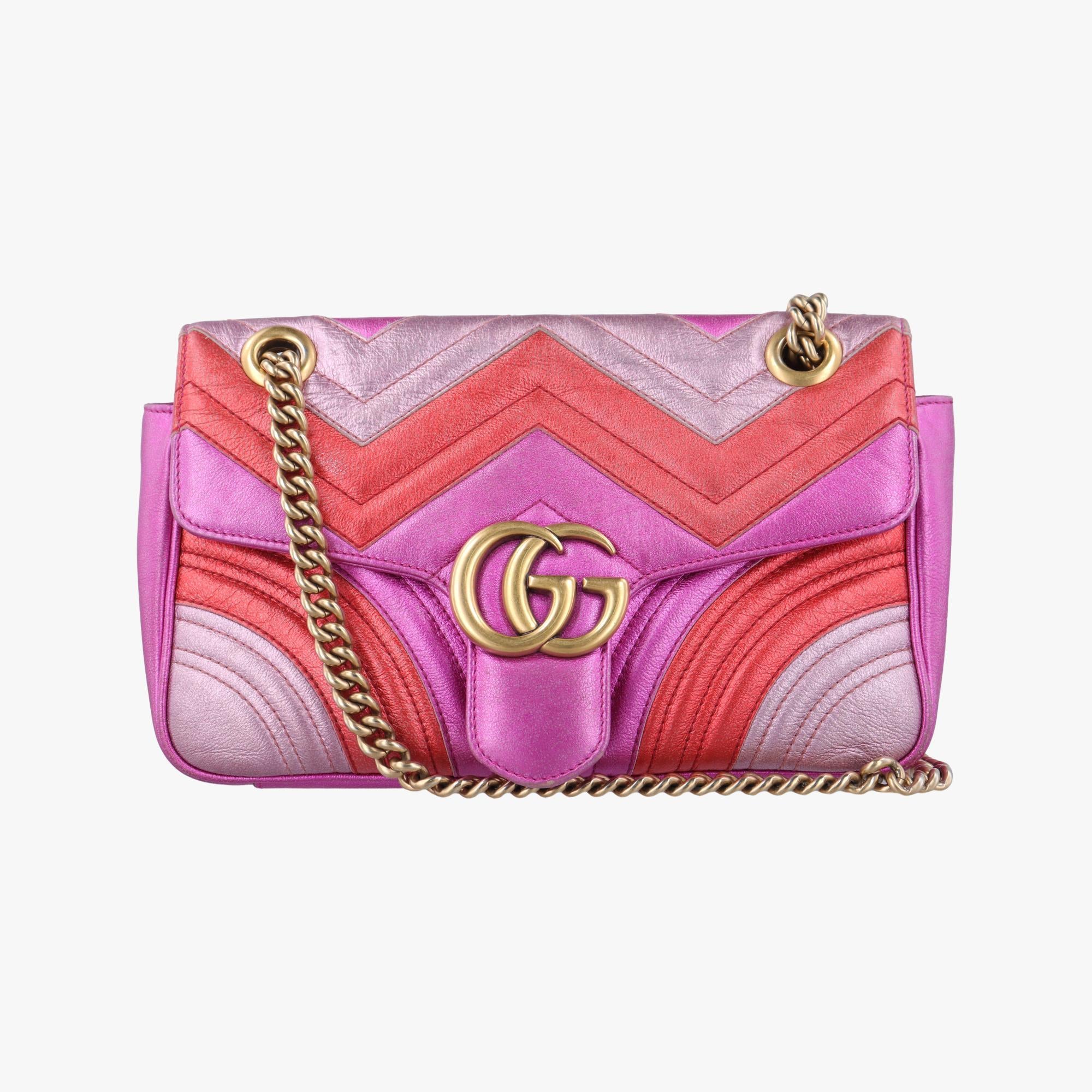 グッチ Gucci ショルダーバッグ レディース GGマーモント レッド×ピンク×パープル レザー 443497 I026776869