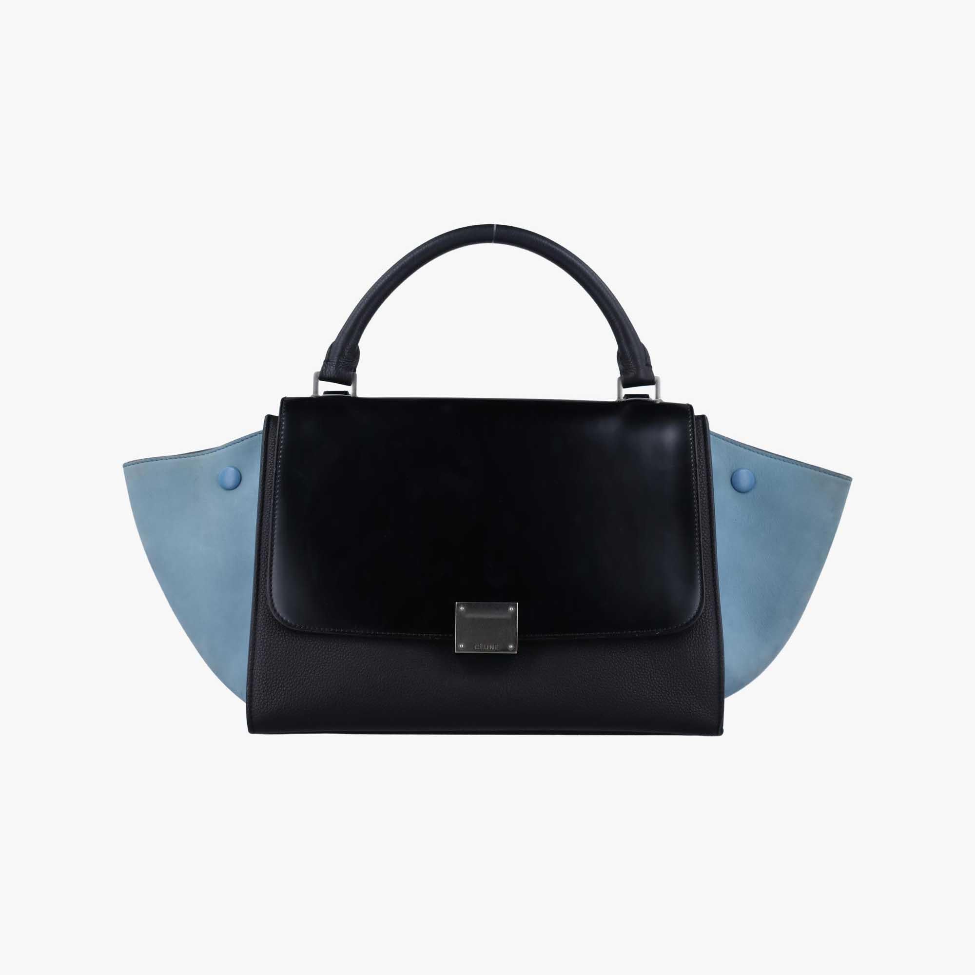 セリーヌ Celine ショルダーバッグ レディース トラペーズスモール ブラックｘブルー レザーｘスエード W-CU-3106