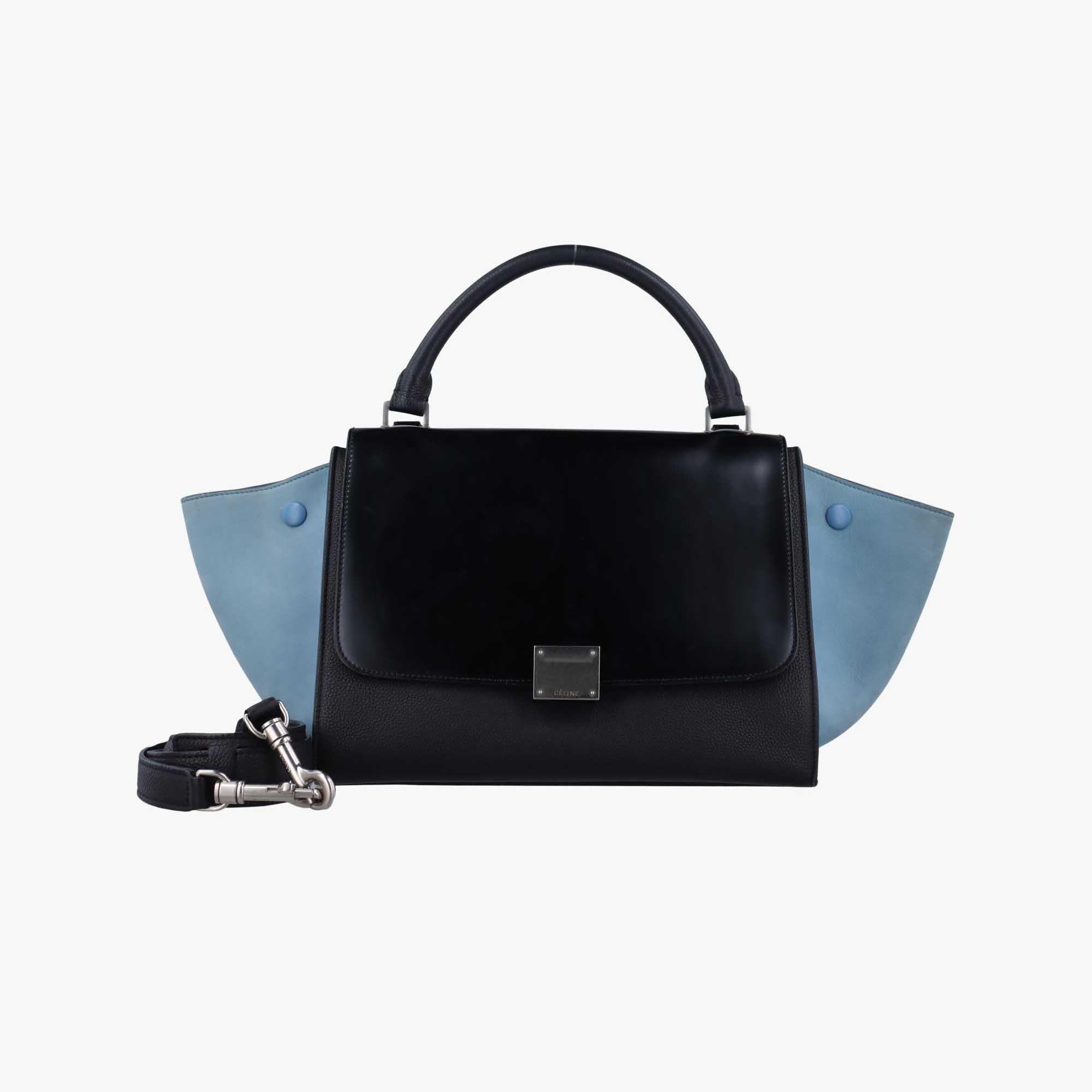 セリーヌ Celine ショルダーバッグ レディース トラペーズスモール ブラックｘブルー レザーｘスエード W-CU-3106