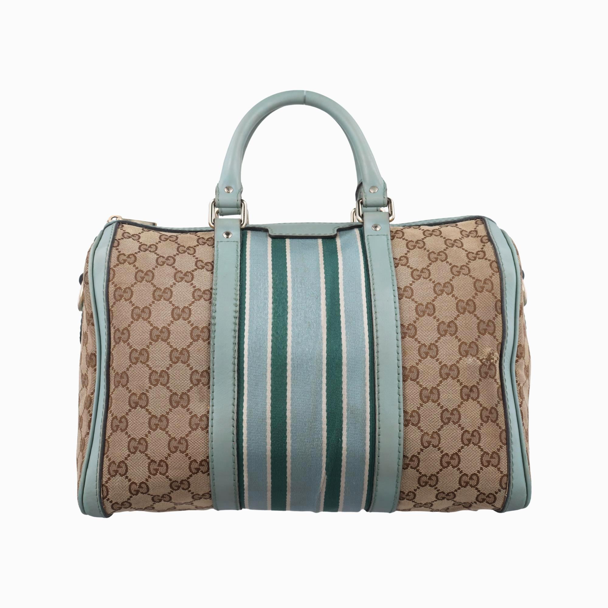 グッチ Gucci ボストンバッグ レディース シェリーライン ベージュ×グリーン キャンバス×レザー 247205 B013129273