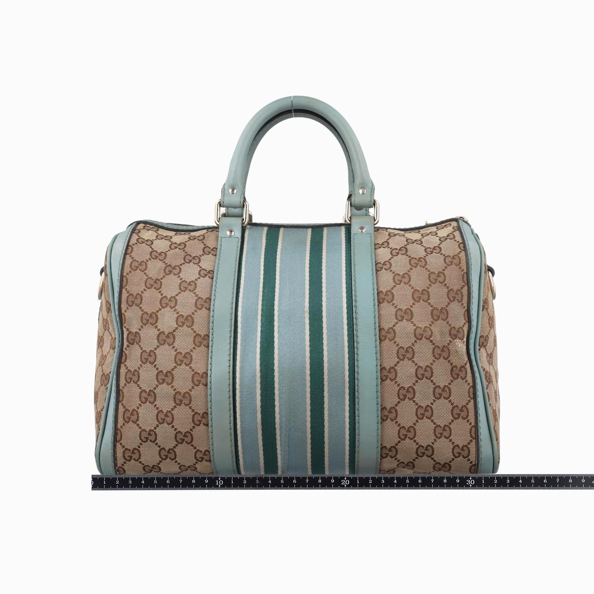 グッチ Gucci ボストンバッグ レディース シェリーライン ベージュ×グリーン キャンバス×レザー 247205 B013129273