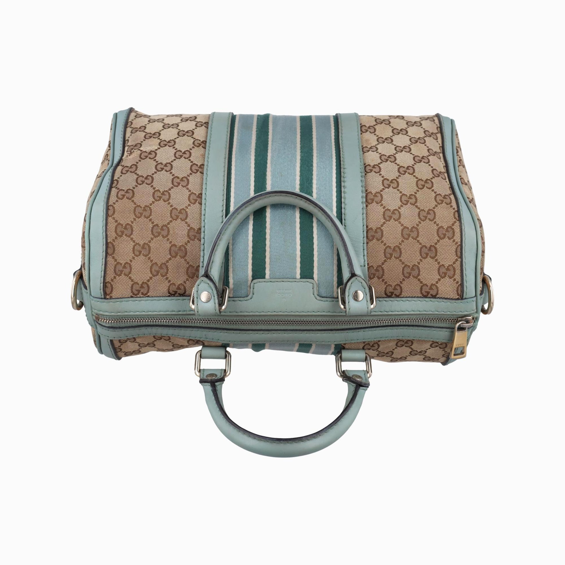 グッチ Gucci ボストンバッグ レディース シェリーライン ベージュ×グリーン キャンバス×レザー 247205 B013129273