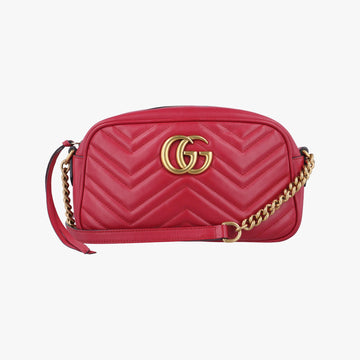 グッチ Gucci ショルダーバッグ レディース GGマーモント レッド レザー 447632 E024294046