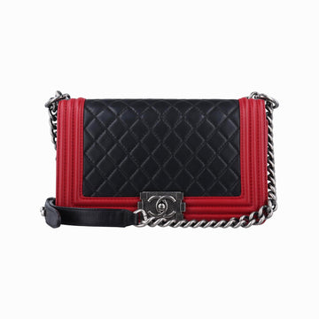 シャネル Chanel ショルダーバッグ レディース ボーイシャネル ブラック×レッド ラムスキン A67086 18278491