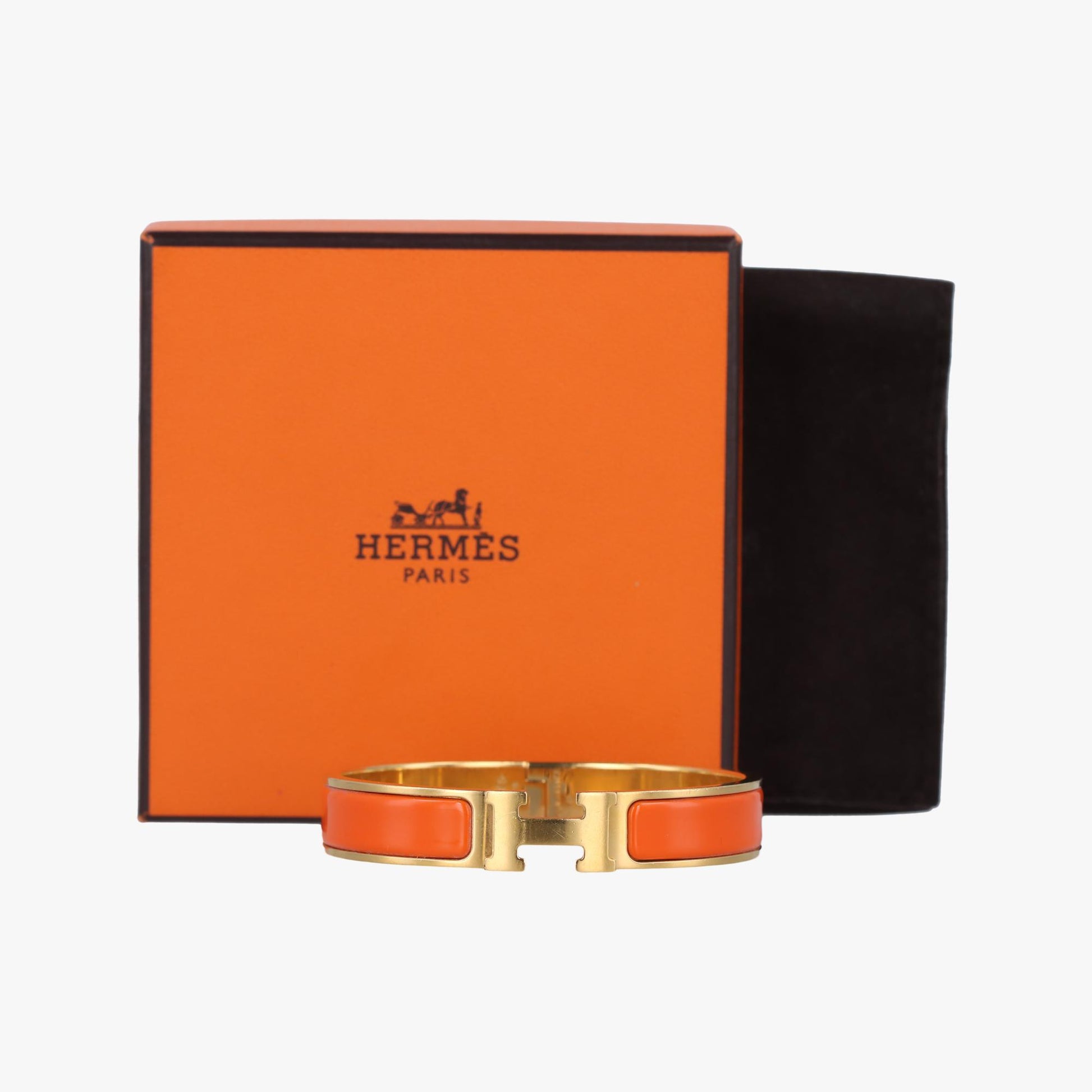 エルメス Hermes ブレスレット レディース クリッククラック オレンジ×ゴールド GP FI 0118