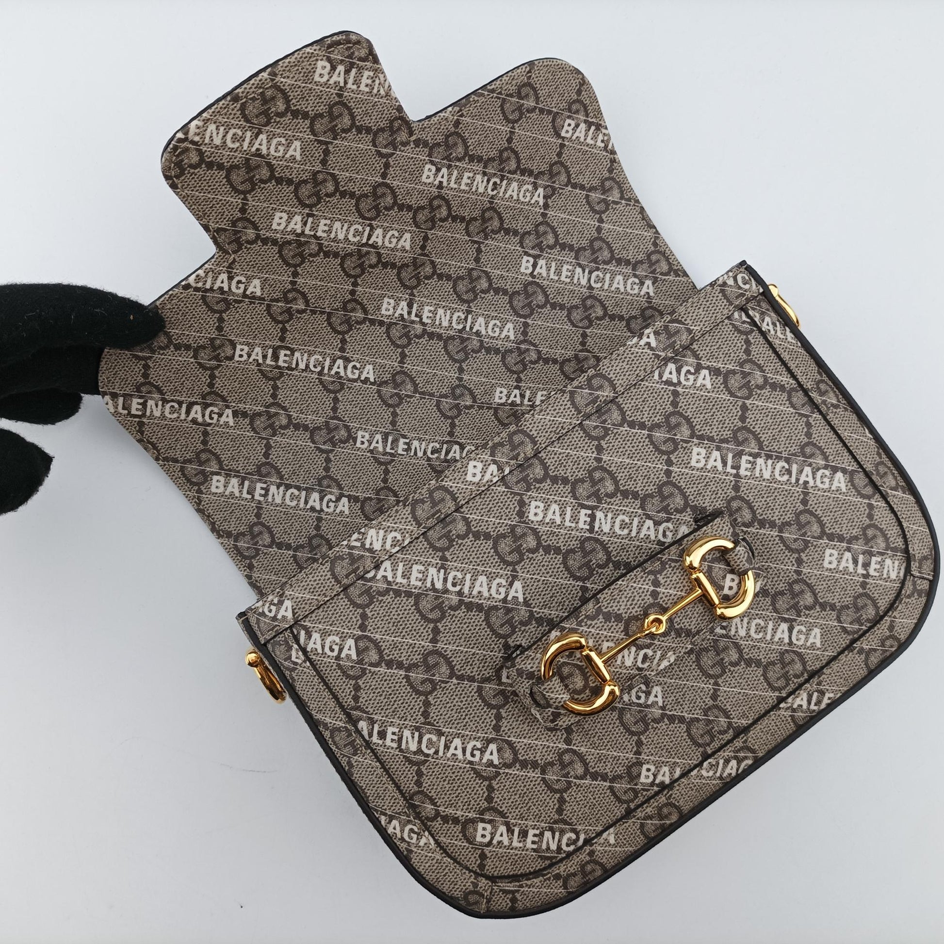 グッチ Gucci ショルダーバッグ レディース ホースビット 1955 GUCCI×BALENCIAGAコラボ ベージュ GGスプリームキャンバス 658574 F036203407