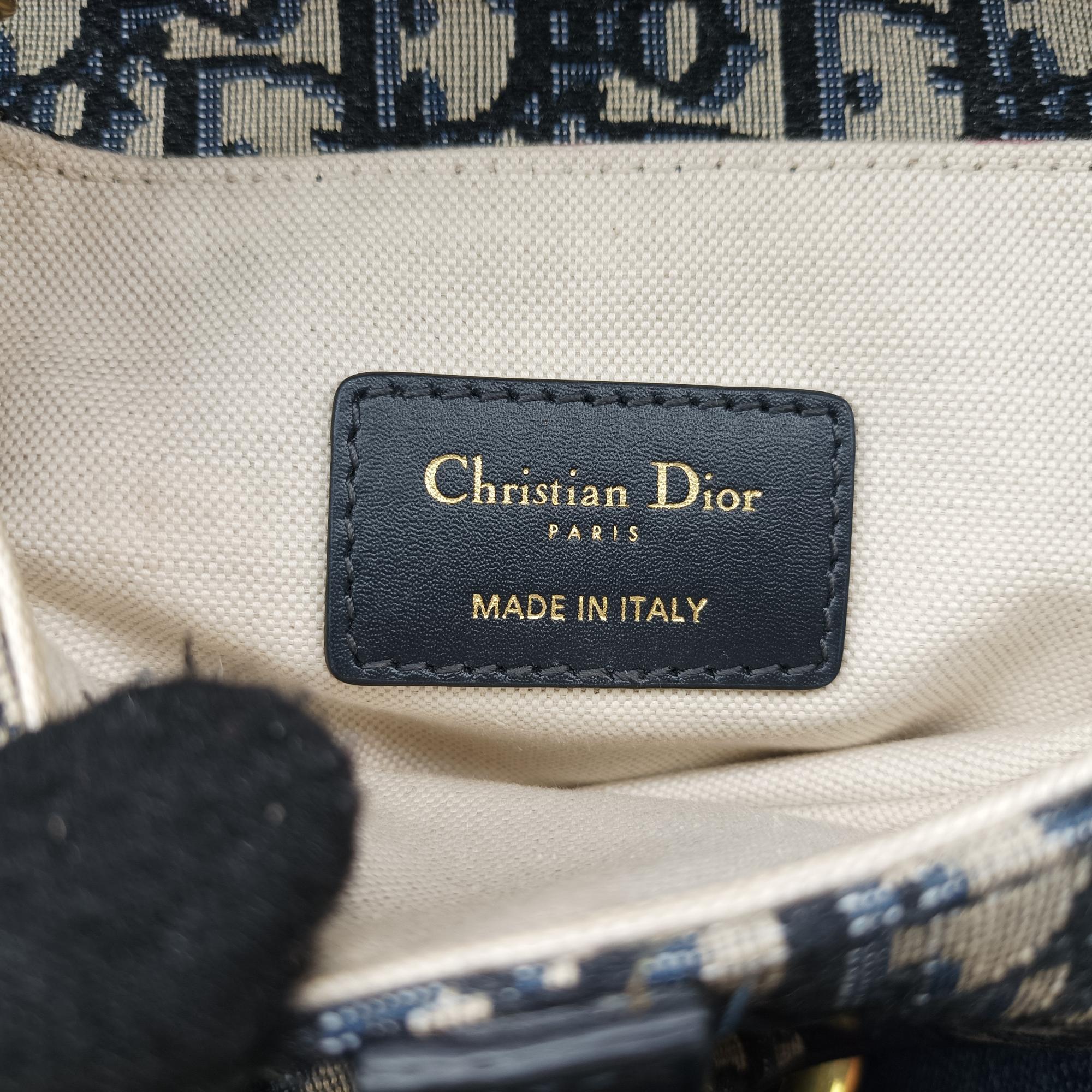 クリスチャンディオール Christian Dior ハンドバッグ レディース サドル ネイビー キャンバス 05-RU-1108