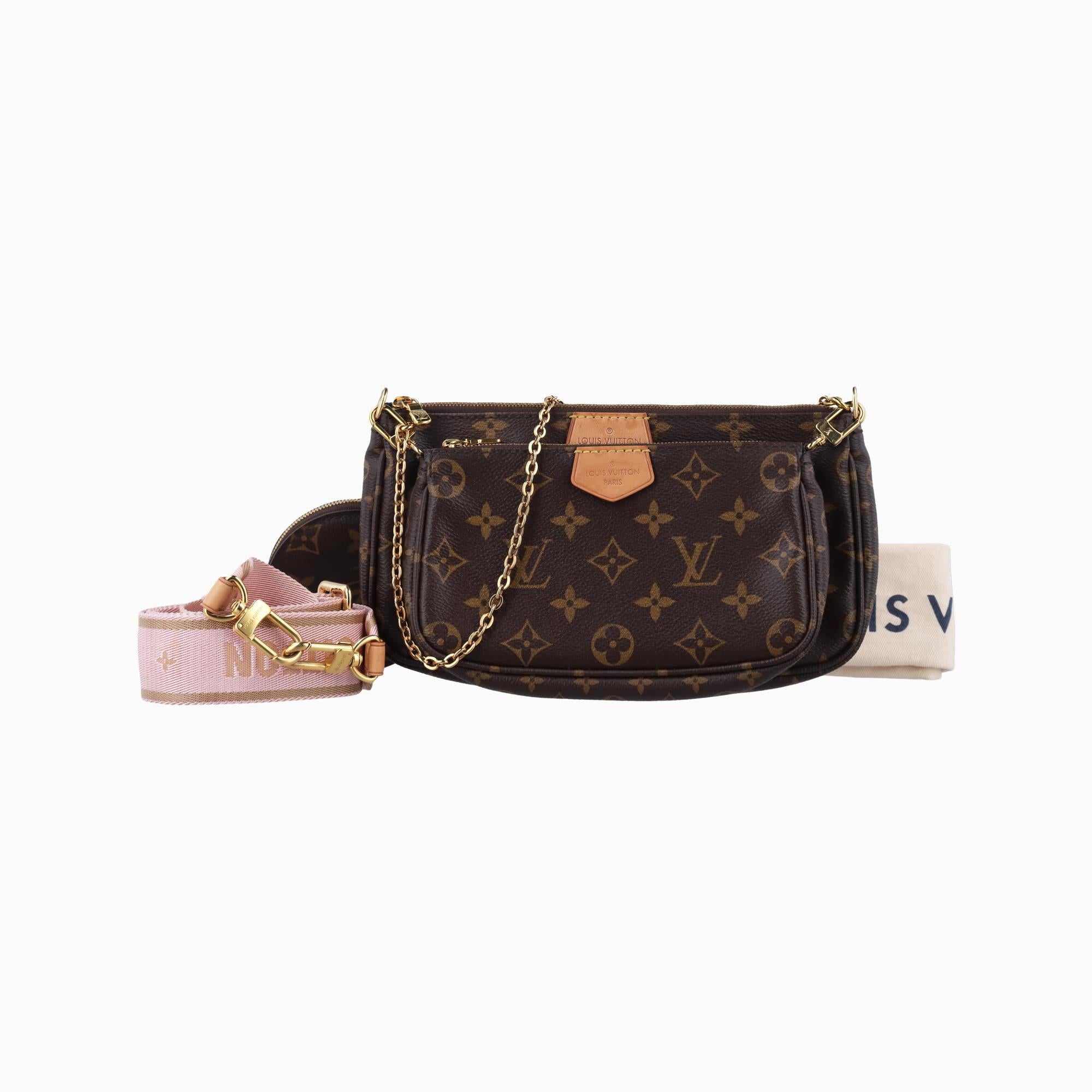 ルイヴィトン Louis Vuitton ショルダーバッグ レディース ミュルティ ポシェット アクセソワール マロン×ローズ クレール モノグラムキャンバス M44840 SR0251