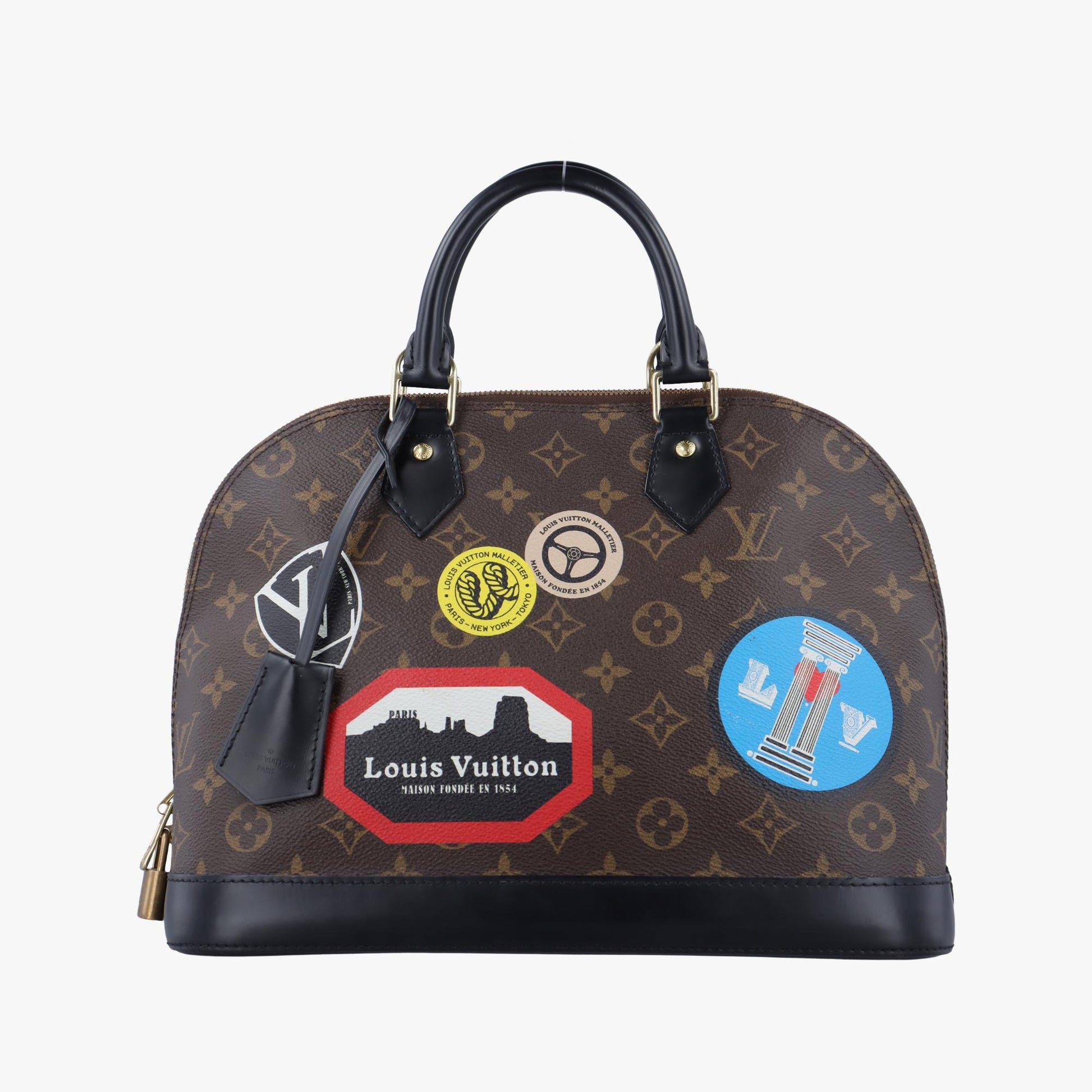 ルイヴィトン Louis Vuitton ハンドバッグ レディース アルマPM ワールドツアーステッカー モノグラム/ブラウン系×ノワール xマルチ モノグラムキャンバス M42839 SN3196