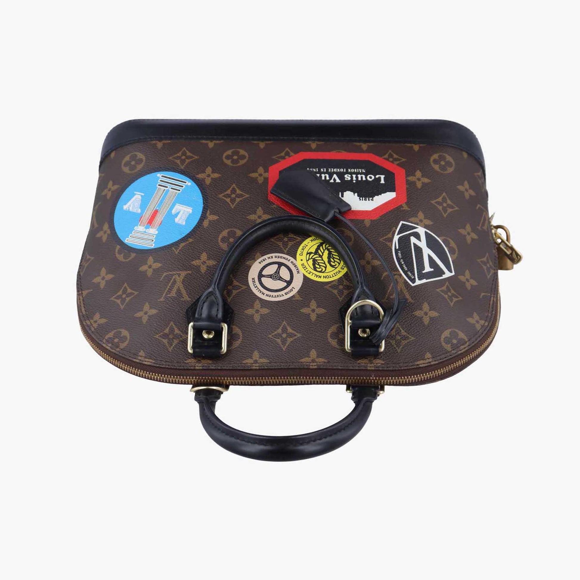 ルイヴィトン Louis Vuitton ハンドバッグ レディース アルマPM ワールドツアーステッカー モノグラム/ブラウン系×ノワール xマルチ モノグラムキャンバス M42839 SN3196