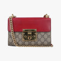 グッチ Gucci ショルダーバッグ レディース パドロック ベージュ×レッド PVCコーティングキャンバス×レザー 409487 F023565468