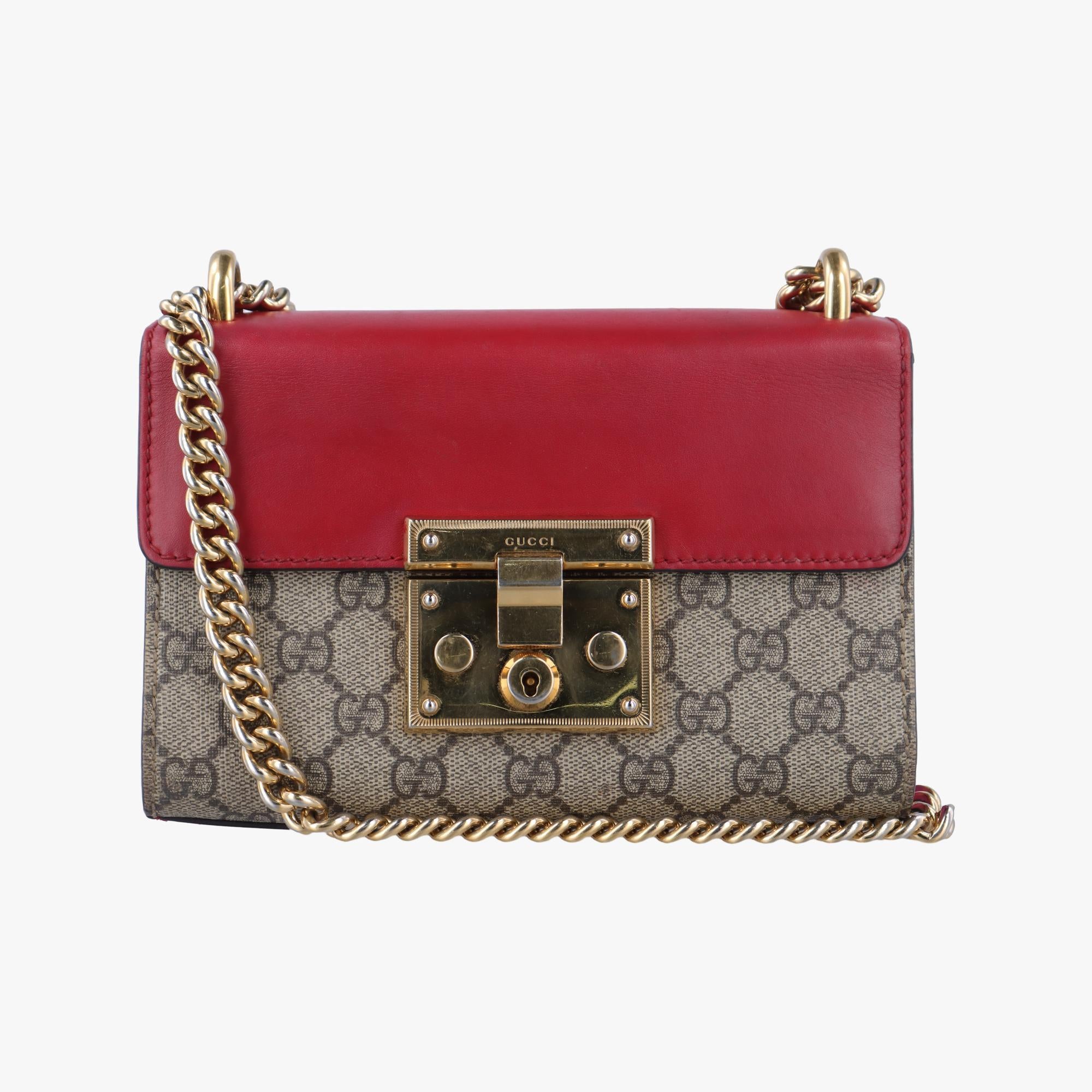 グッチ Gucci ショルダーバッグ レディース パドロック ベージュ×レッド PVCコーティングキャンバス×レザー 409487 F023565468