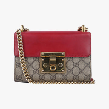 グッチ Gucci ショルダーバッグ レディース パドロック ベージュ×レッド PVCコーティングキャンバス×レザー 409487 F023565468