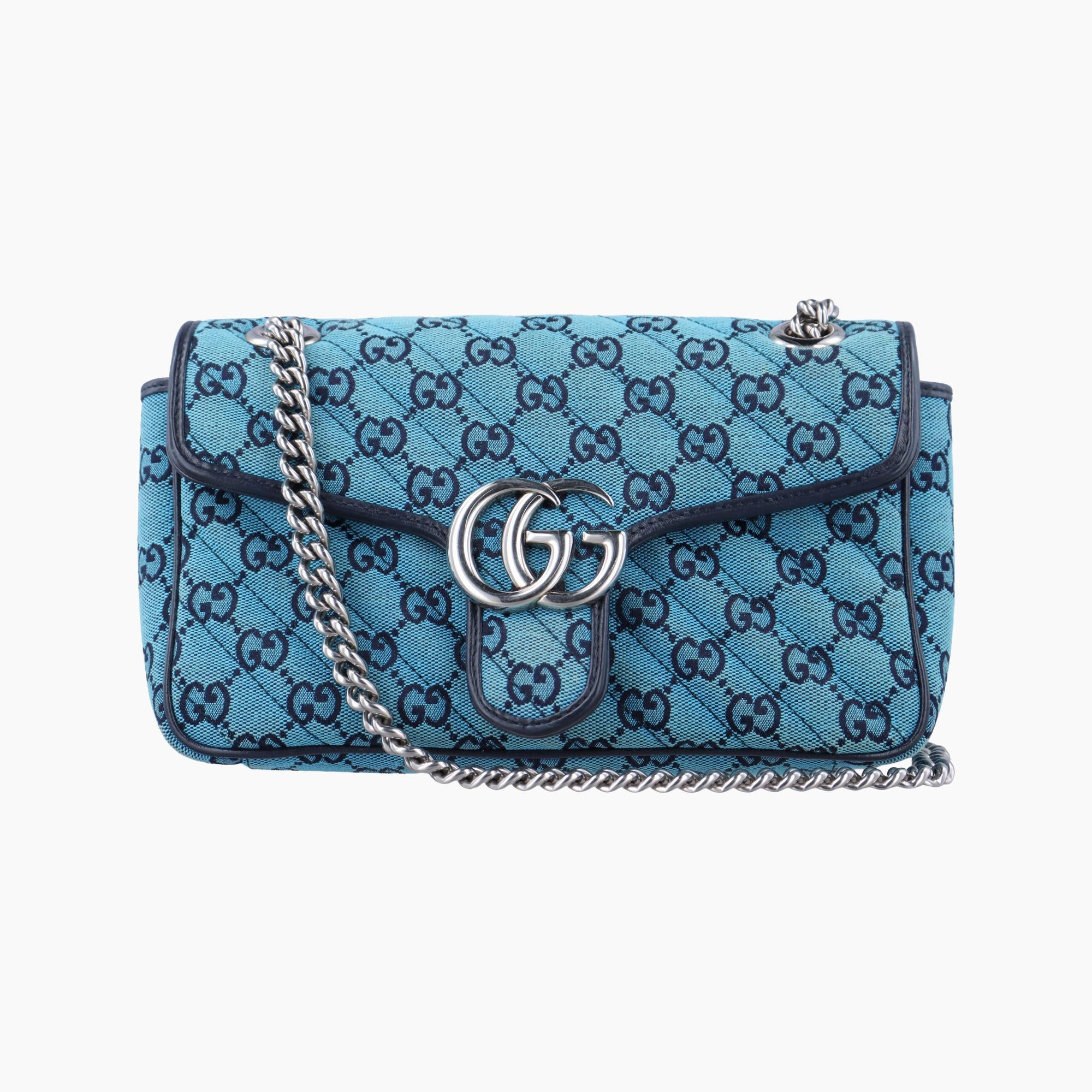 グッチ Gucci ショルダーバッグ レディース GGマーモント ブルー キャンバス 443497 A034560891