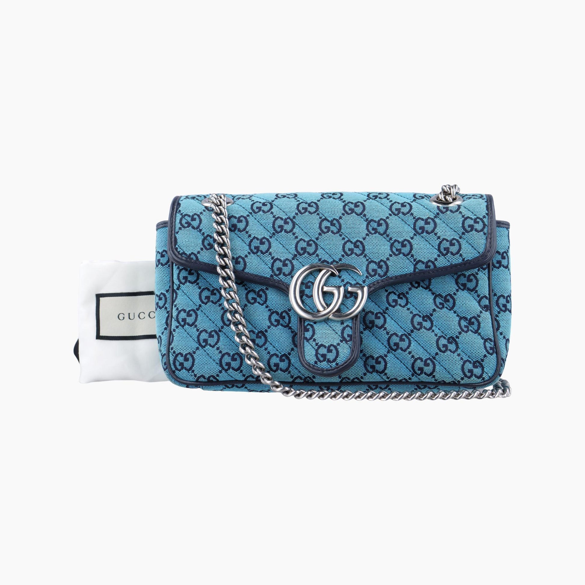 グッチ Gucci ショルダーバッグ レディース GGマーモント ブルー キャンバス 443497 A034560891