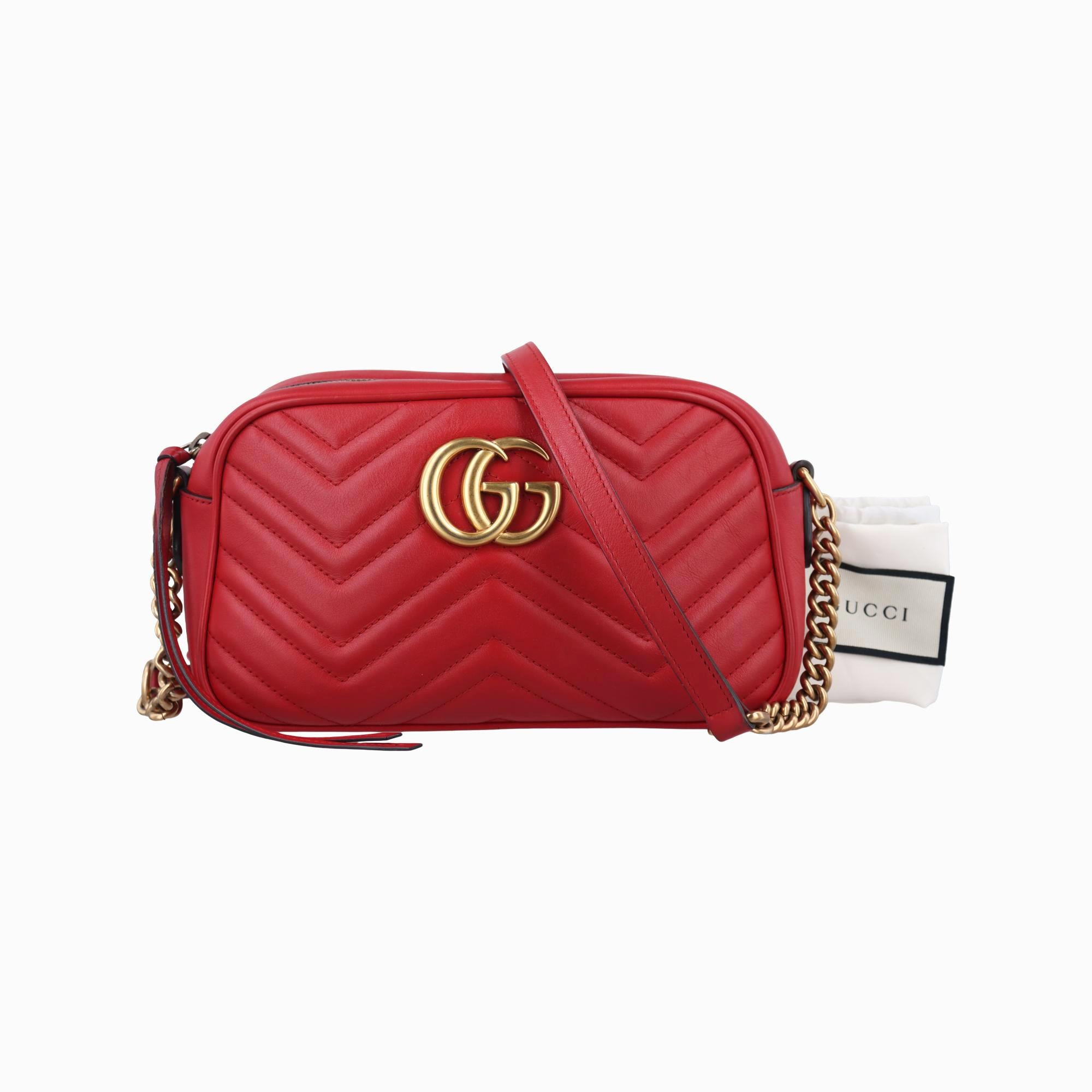 グッチ Gucci ショルダーバッグ レディース GGマーモント レッド レザー 447632 G021153833