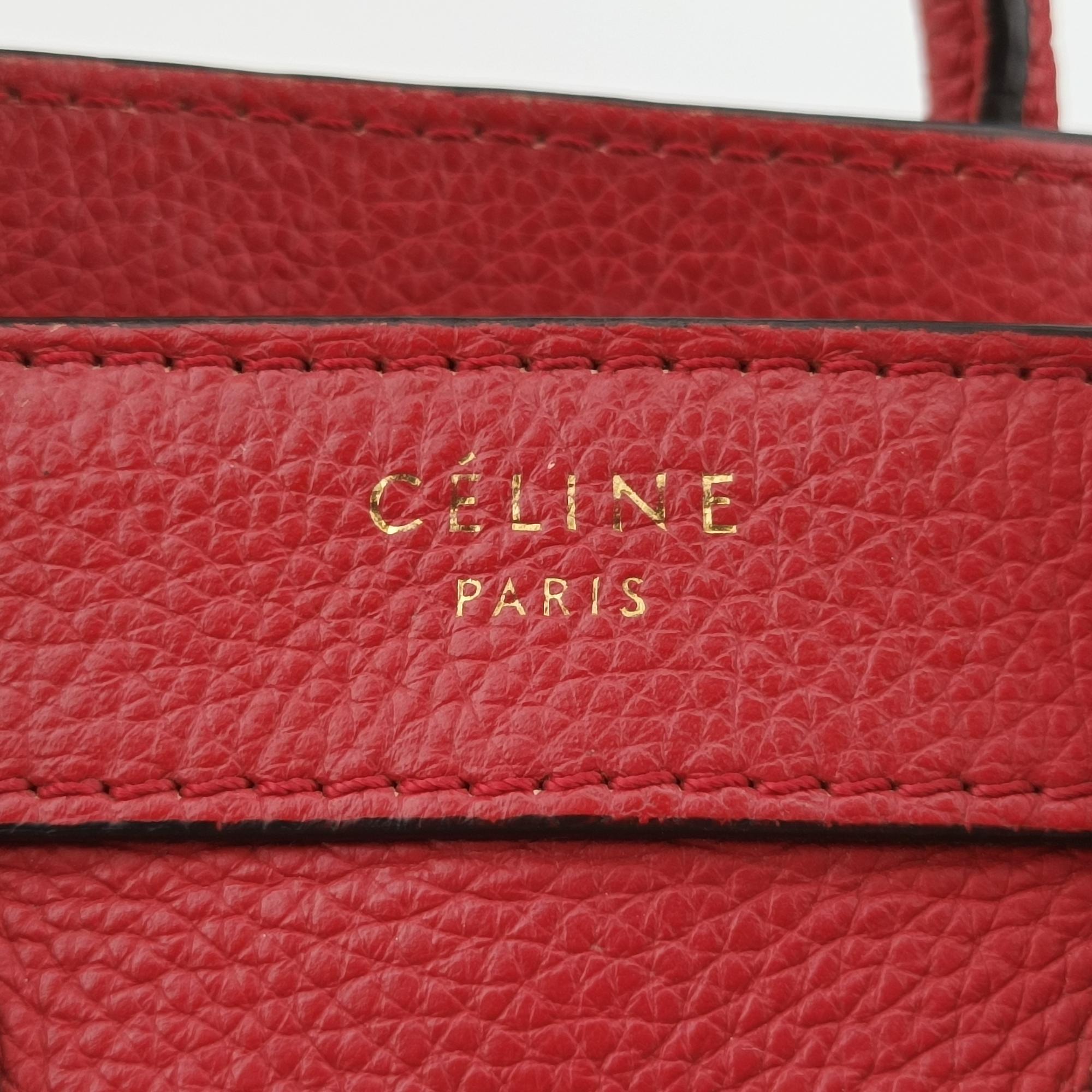 セリーヌ Celine ショルダーバッグ レディース ラゲージナノショッパー レッド レザー F-ZP-0162